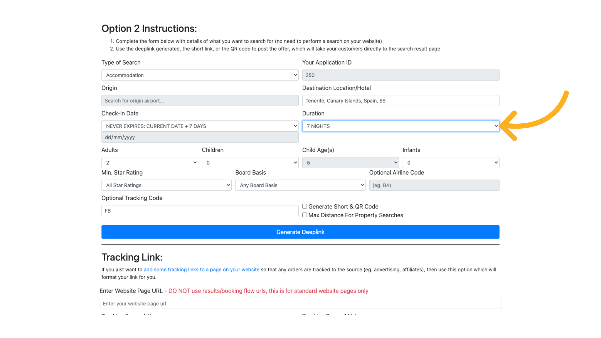 Choose from the dropdown list
