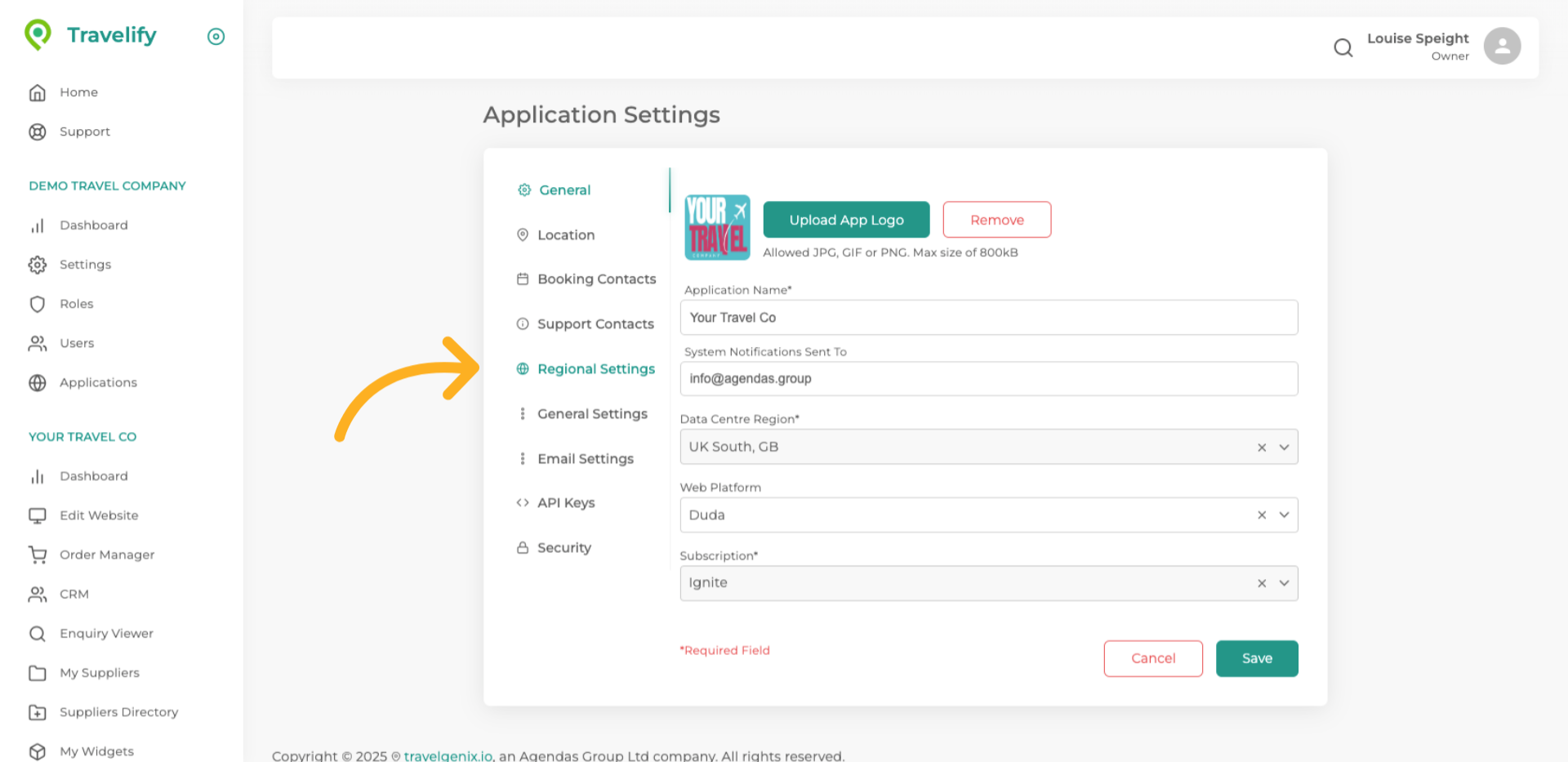 Select Regional Settings Option