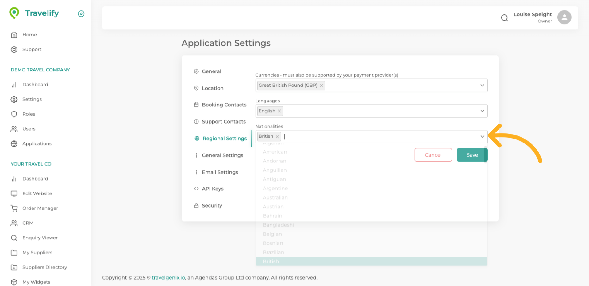 If you wish to target a specific nationality you can change it here