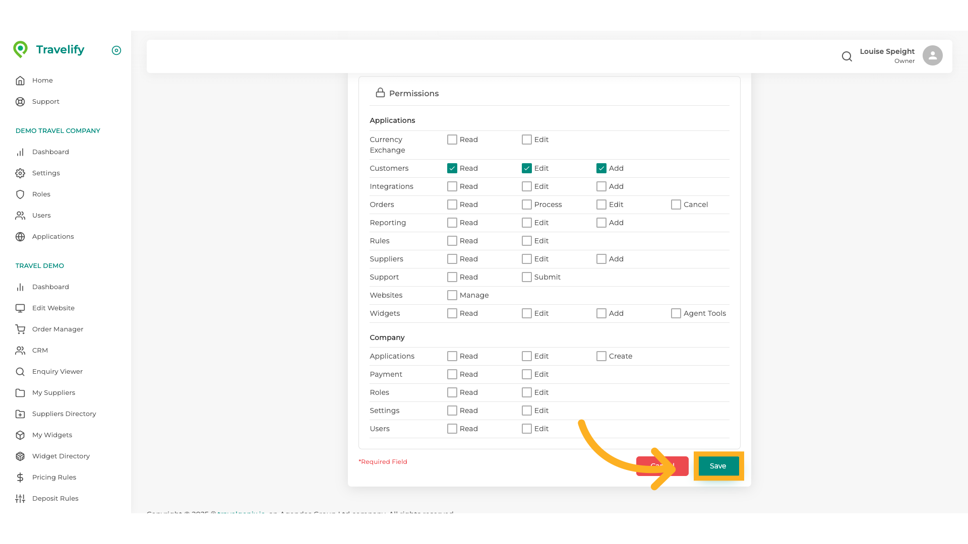 Save the newly created Role and complete the process