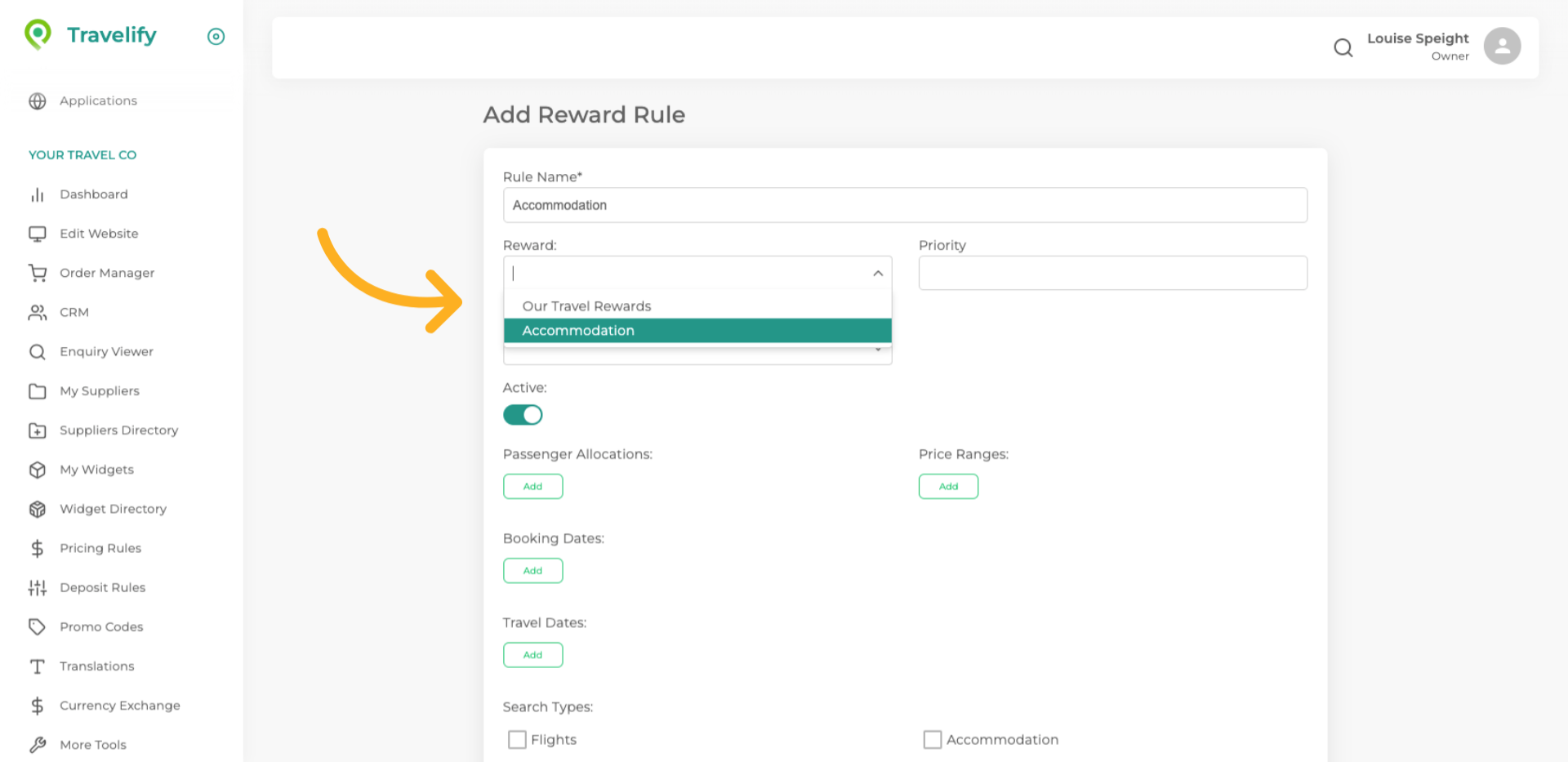 Click 'Accommodation'