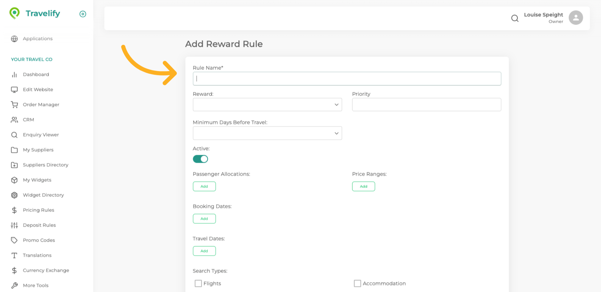 Click here to give the Reward Rule a name