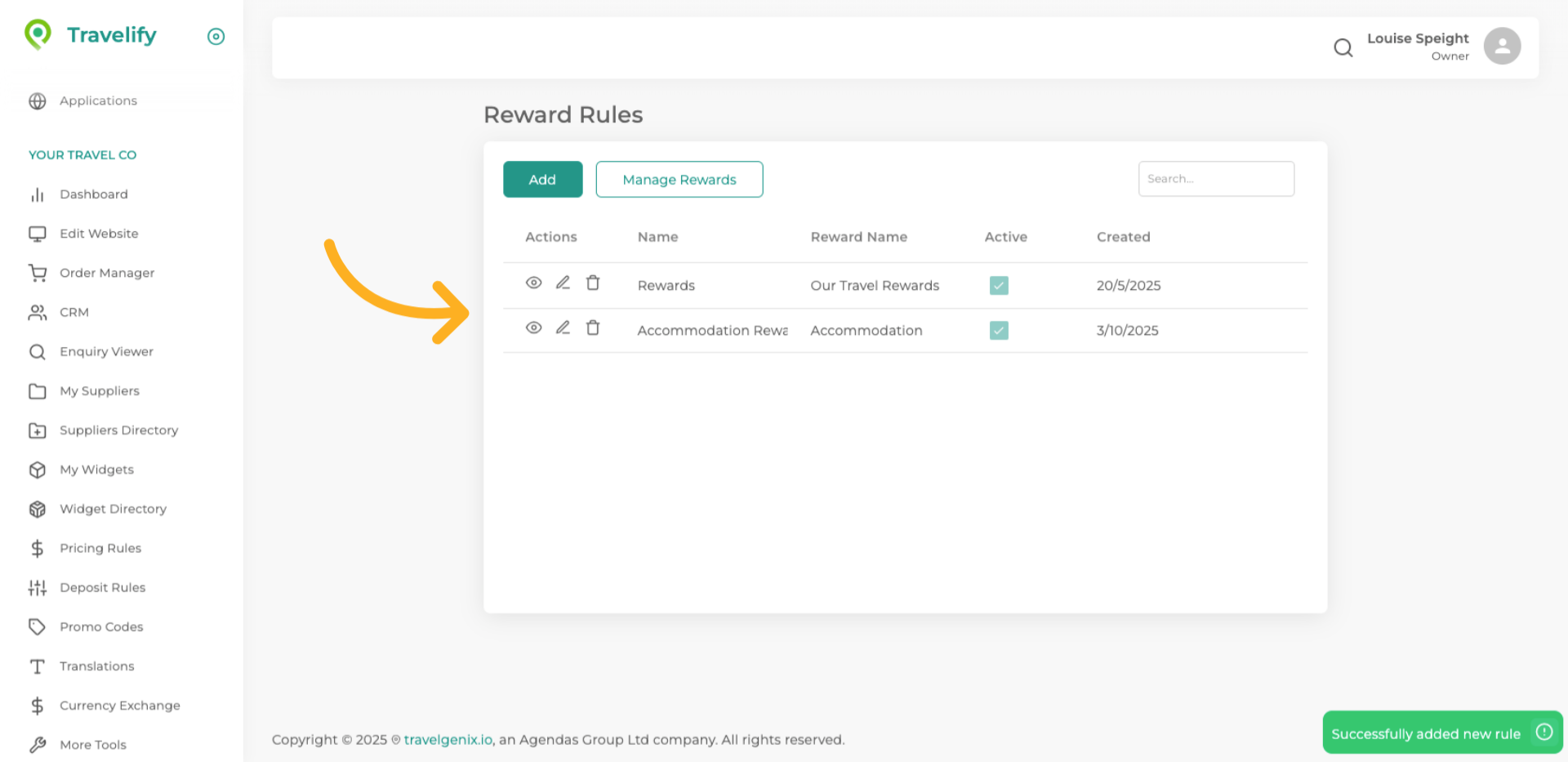 The new Reward Rule is now added and active