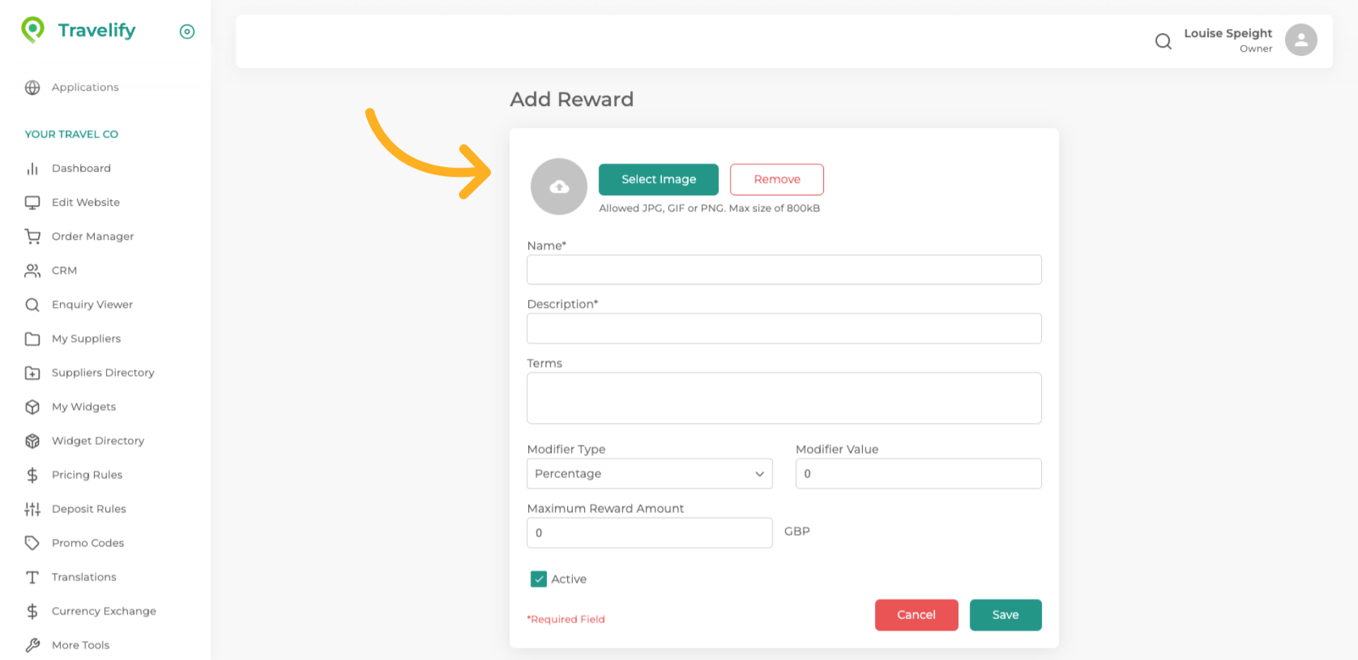 Here you need to add an image for your Booking Reward