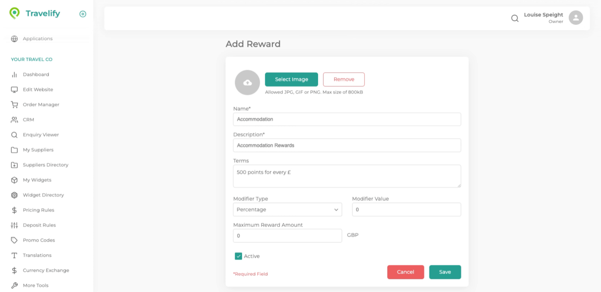 Detail the terms of the Reward