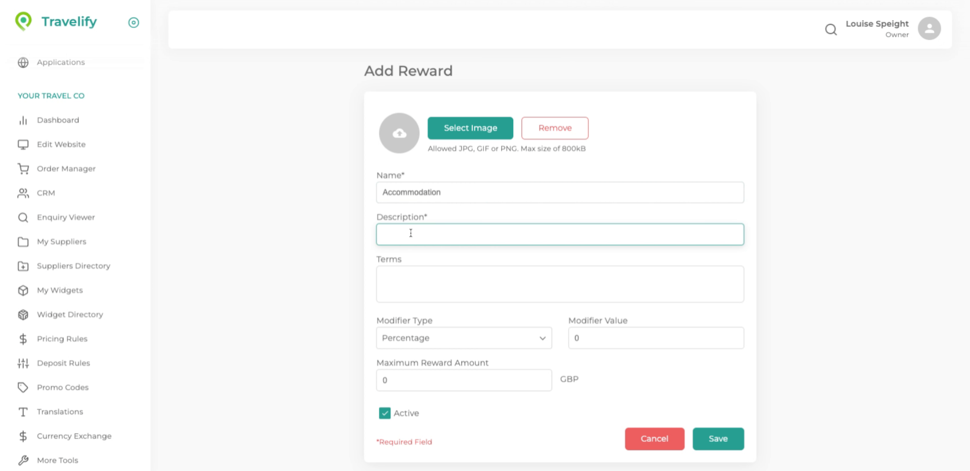 Fill 'Accommodation Rewards'