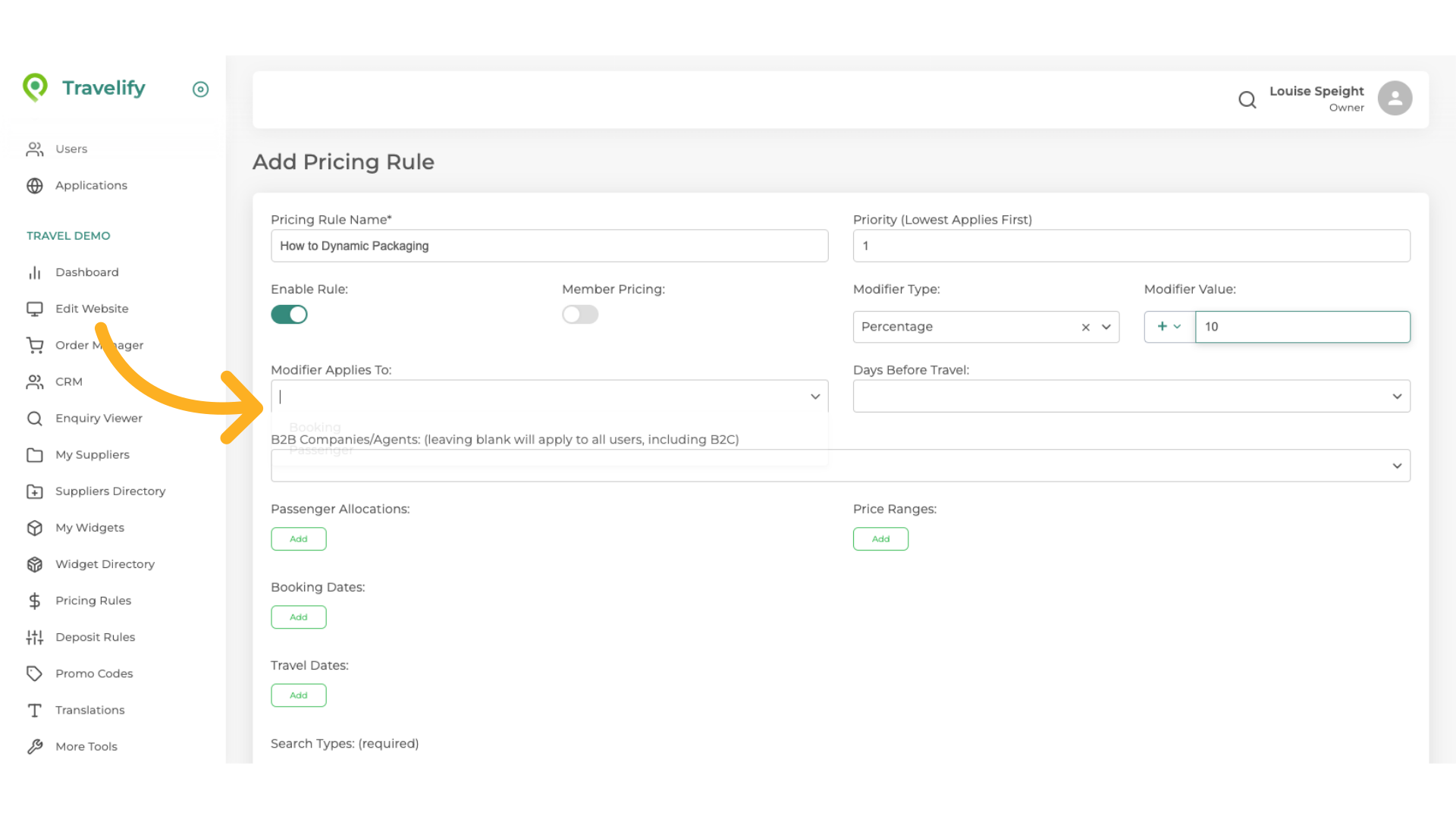 Here you decide how the Rule will be applied