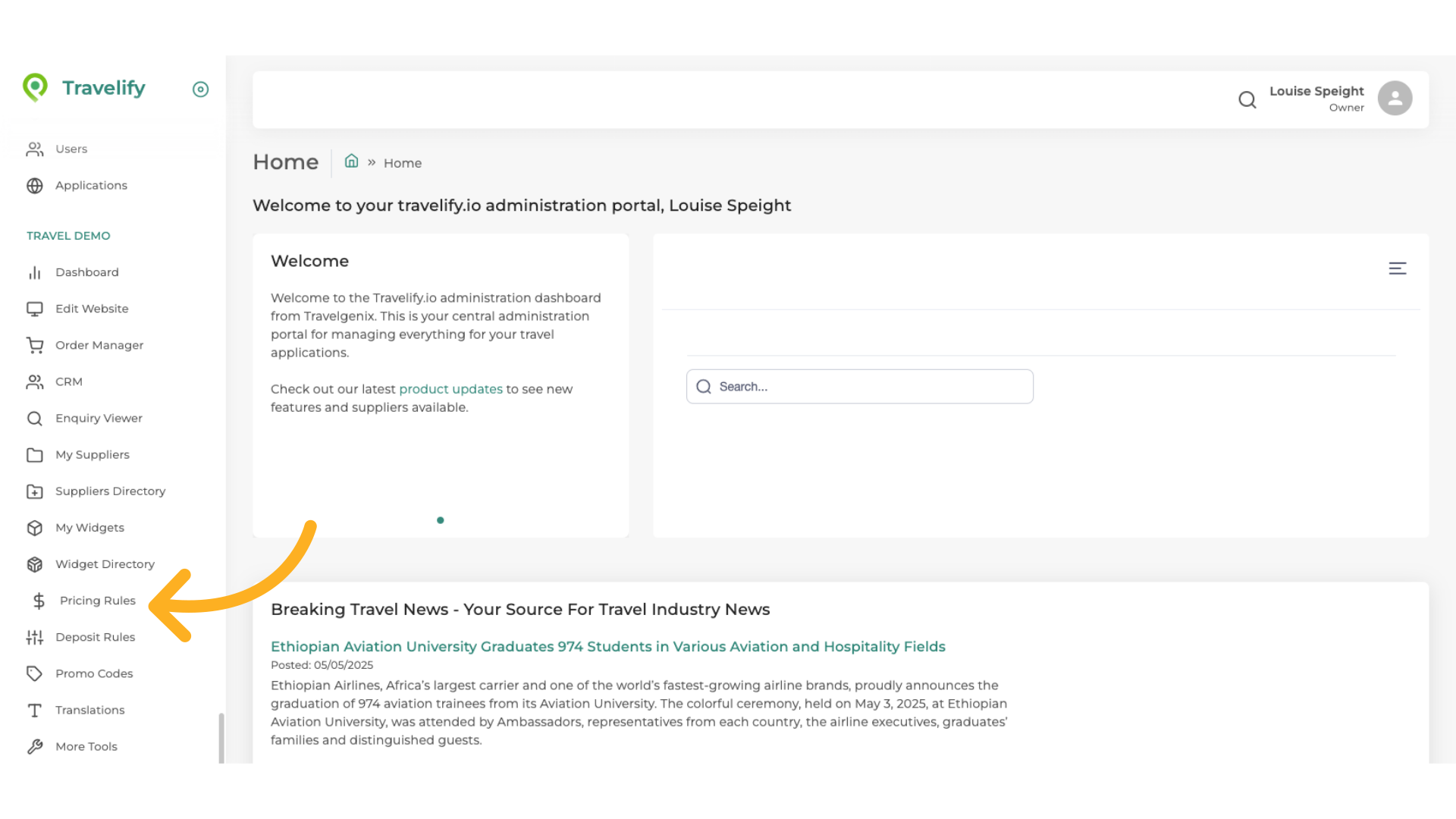 Click 'Pricing Rules'