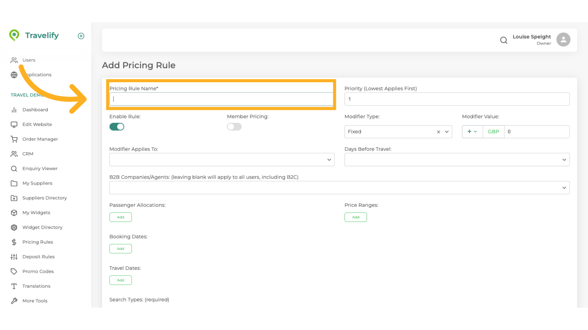 Click here to give the Rule a recognisable name