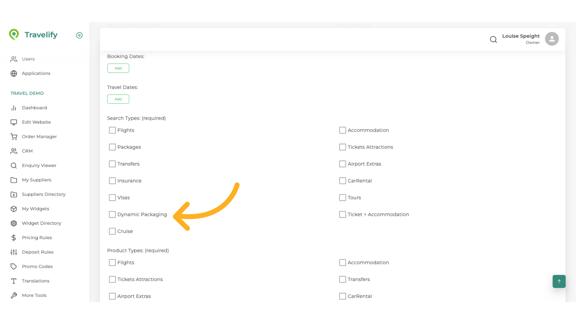 Check the box for Dynamic Packaging