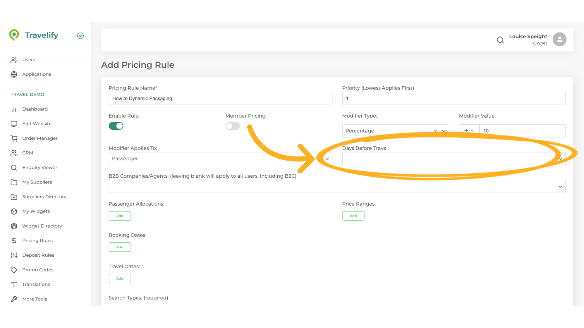 Days Before Travel - LEAVE THIS SECTION BLANK
