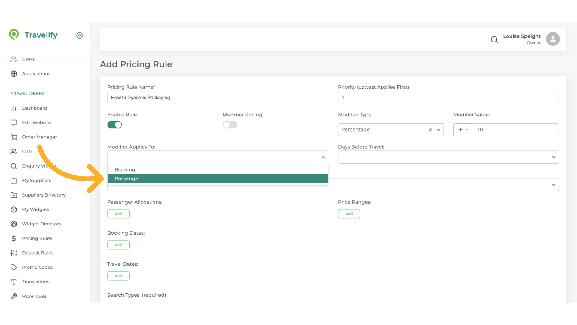 Make you selection from the dropdown