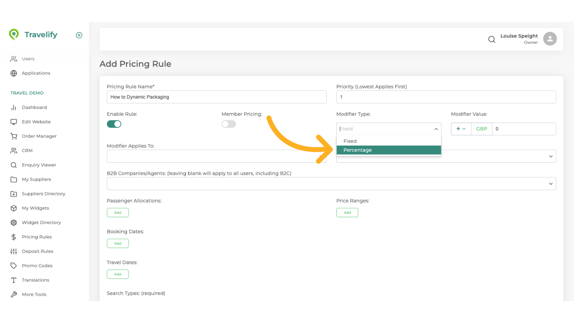 Make your choice from the dropdown