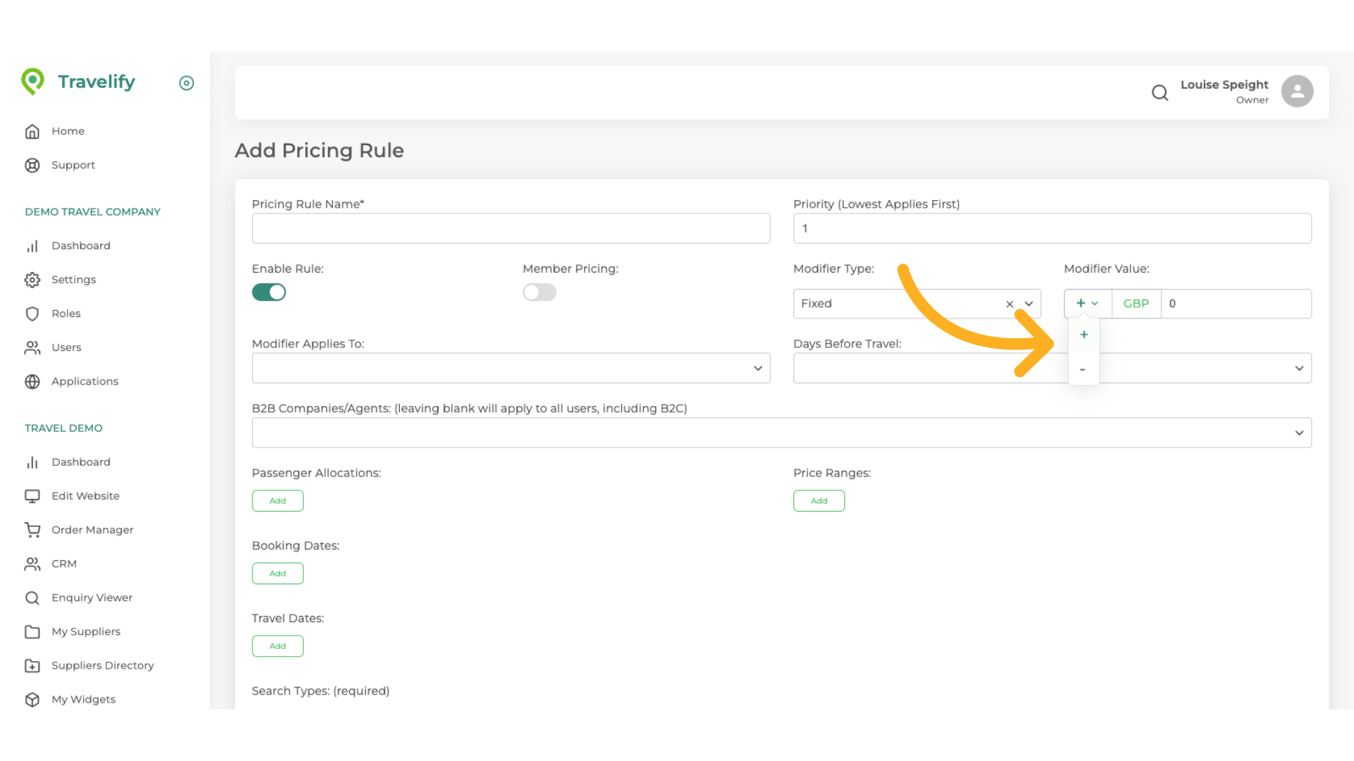 Make your selection from the dropdown