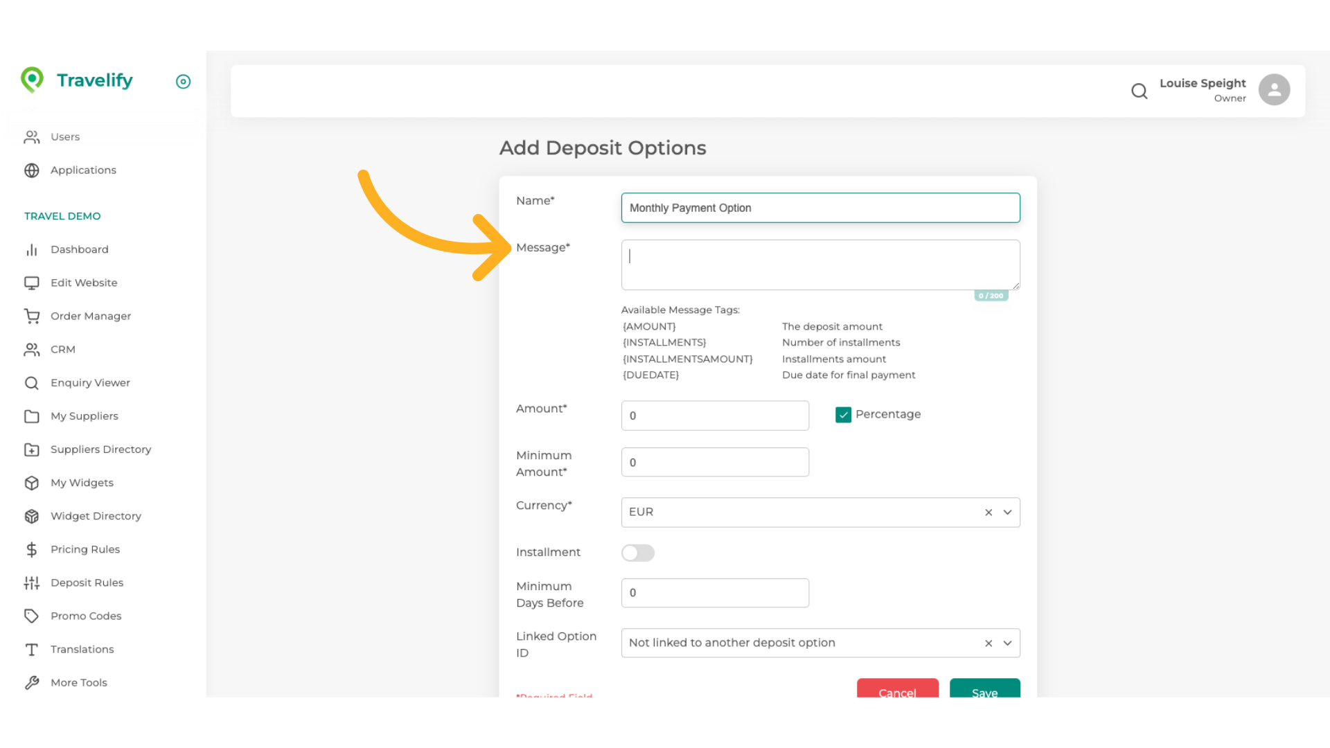 Here you give the customer details of the payment option set up