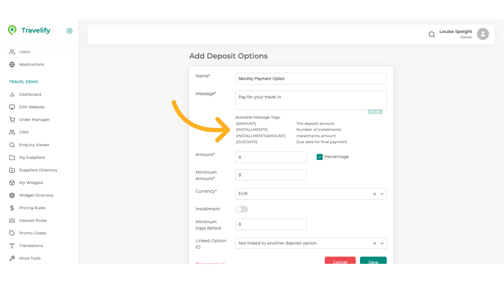 Click '{INSTALLMENTS}'