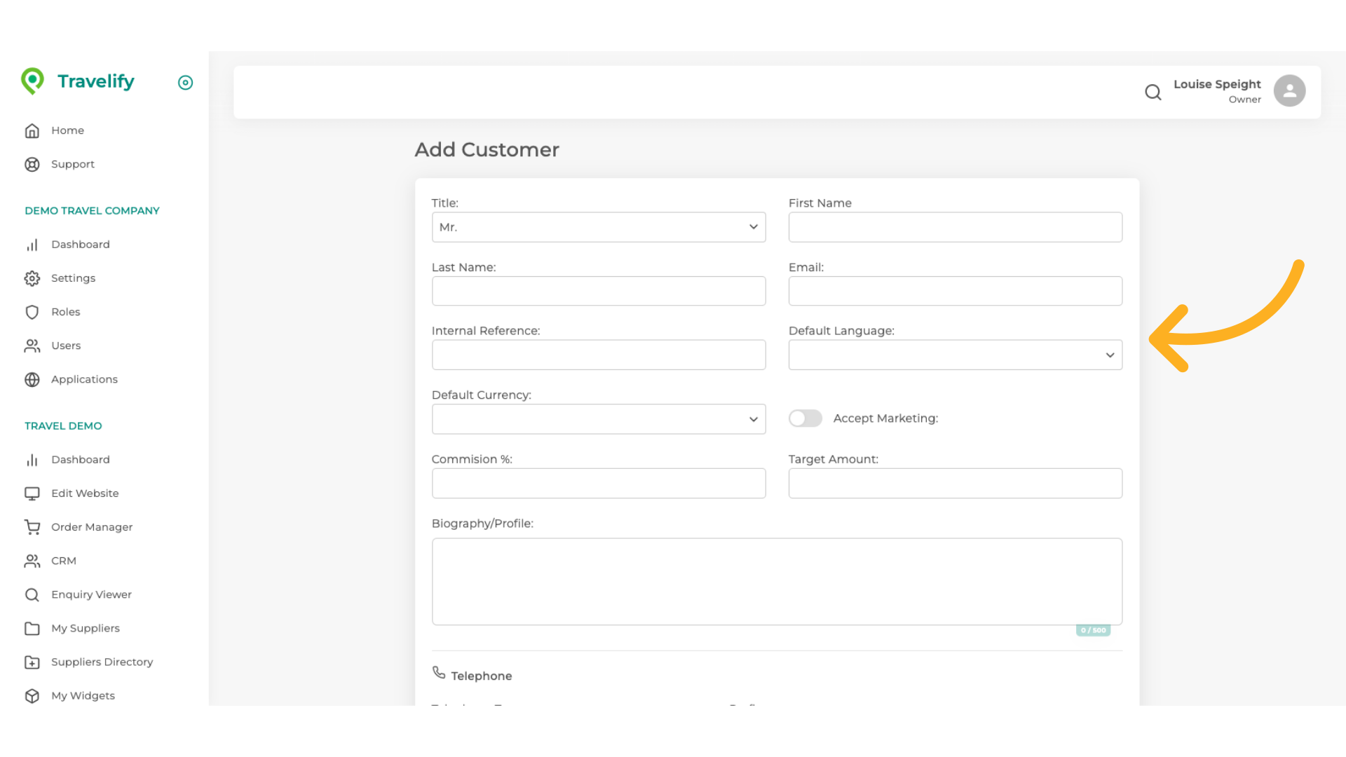 Complete this form to enter new Customer details