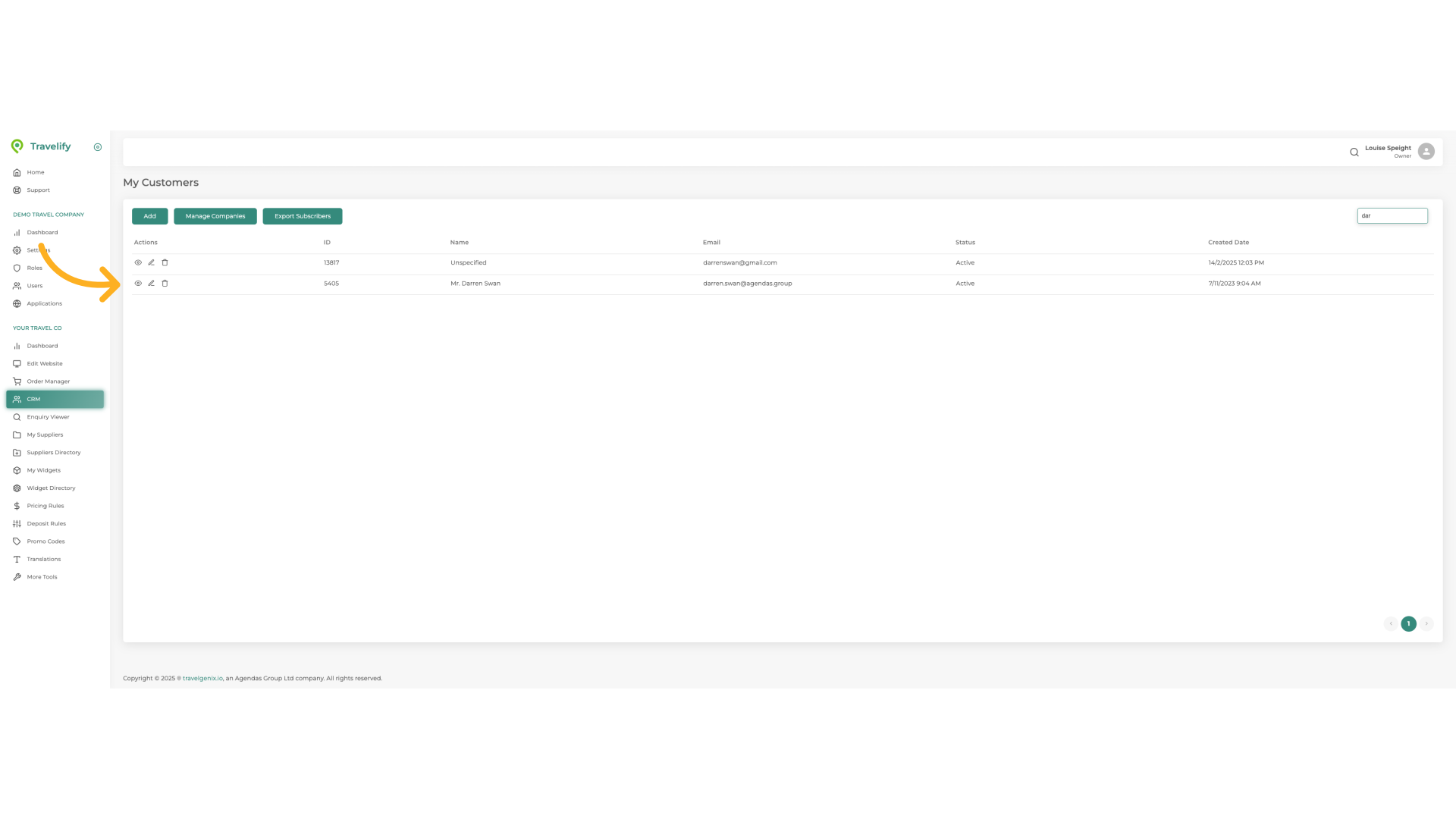 Locate the Customer required from list
