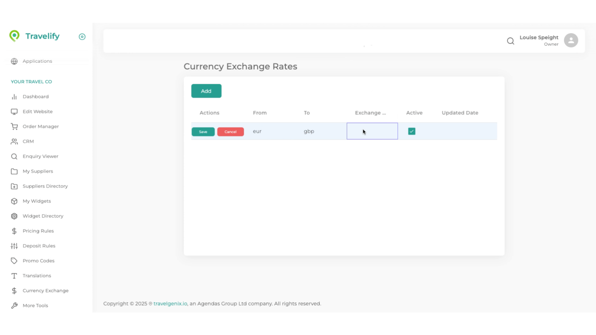 Enter the exchange rate