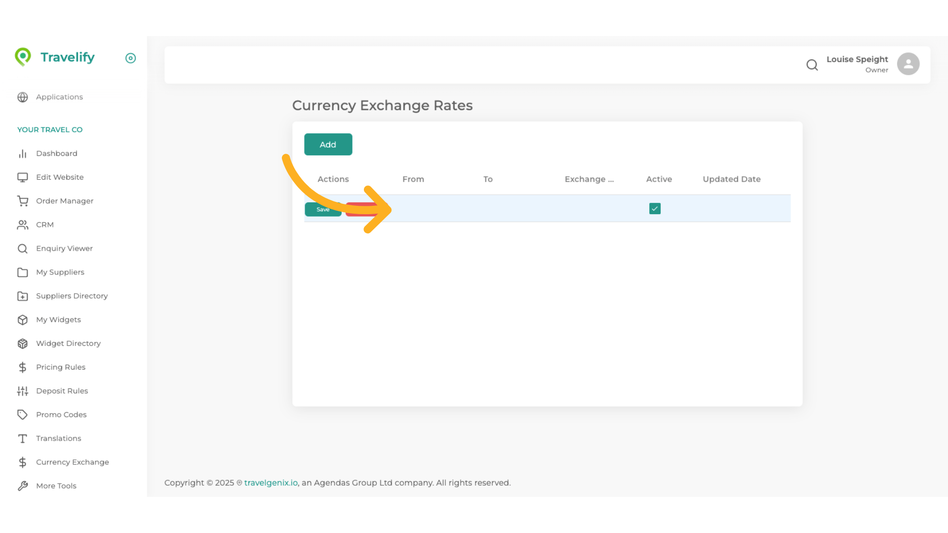 We want to change the exchange rate from Euros to GBP