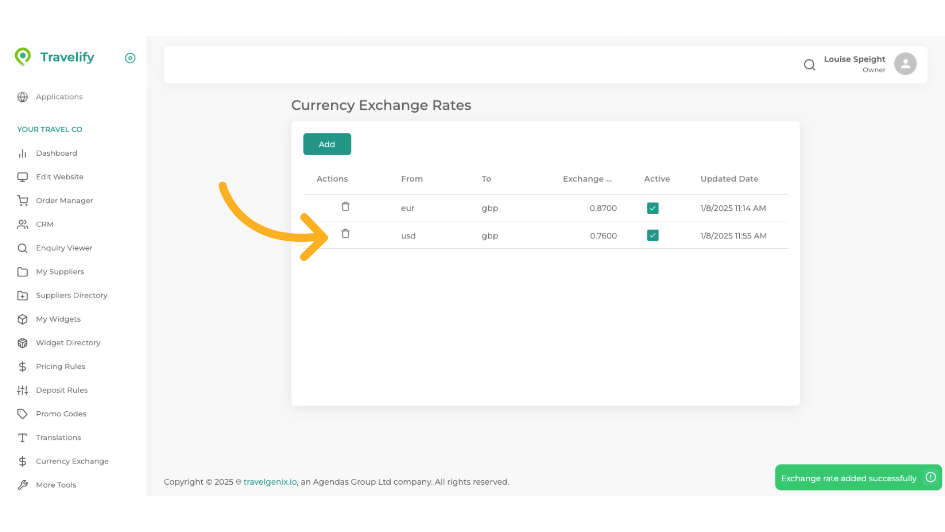 Using this same process you can continue adding as many amended rates as you wish
