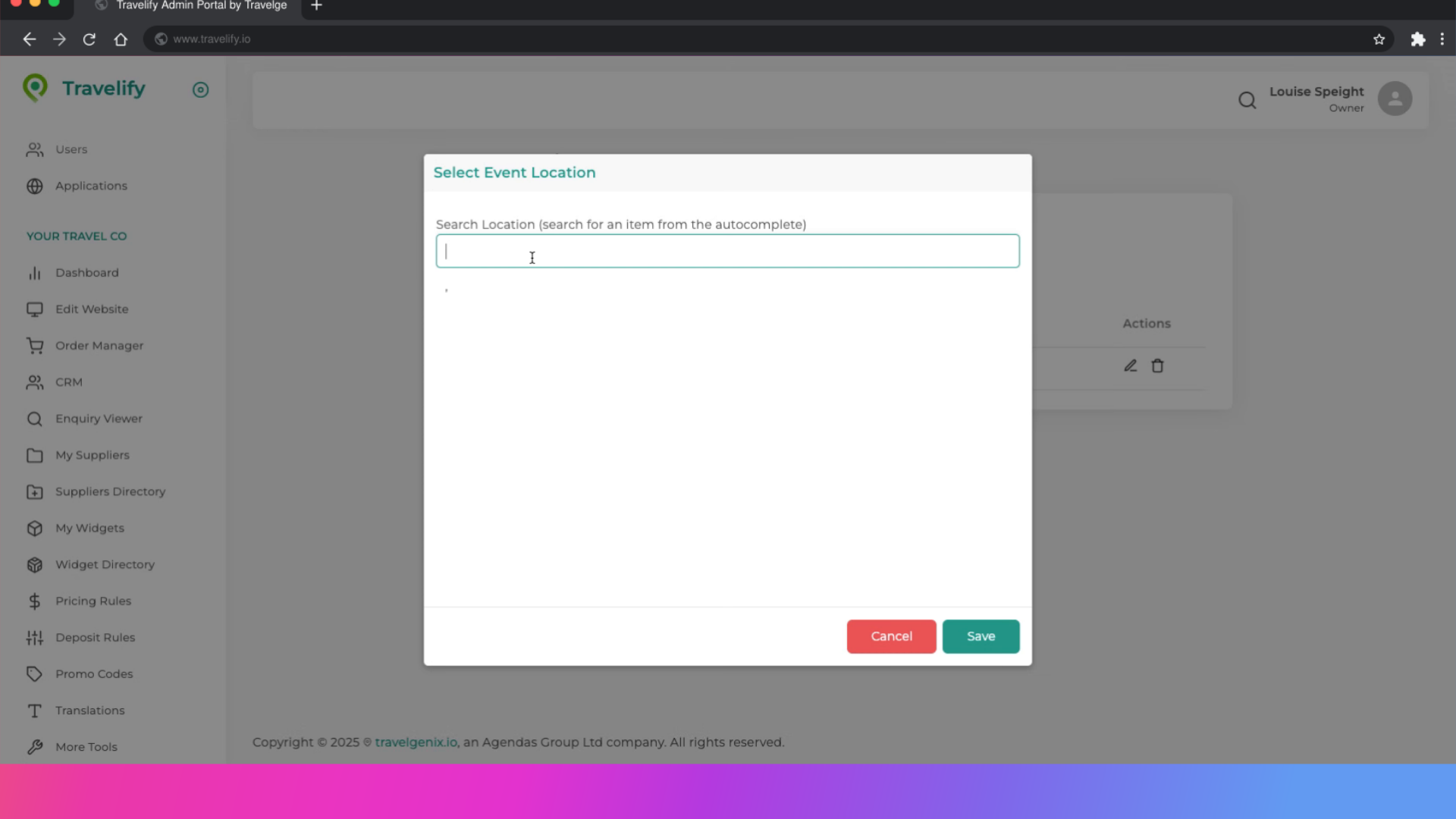 Start typing location name