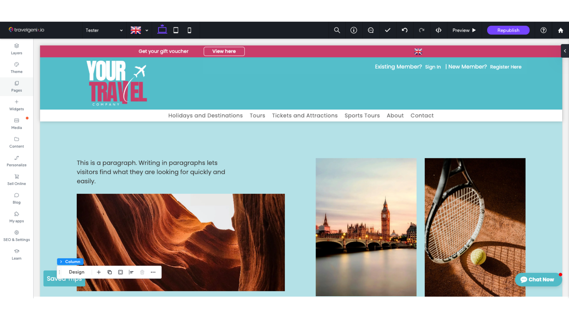 Now switch back to your Site Editor