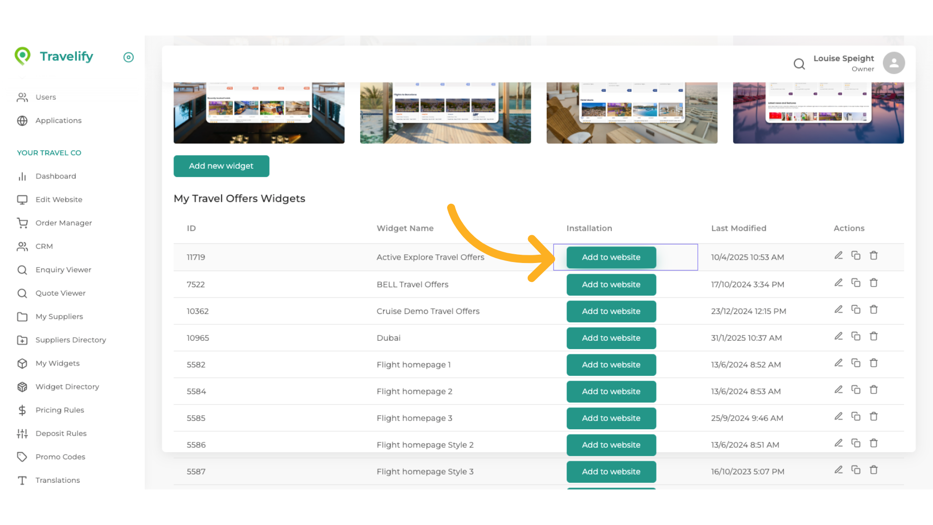Choose the specific widget you want to add