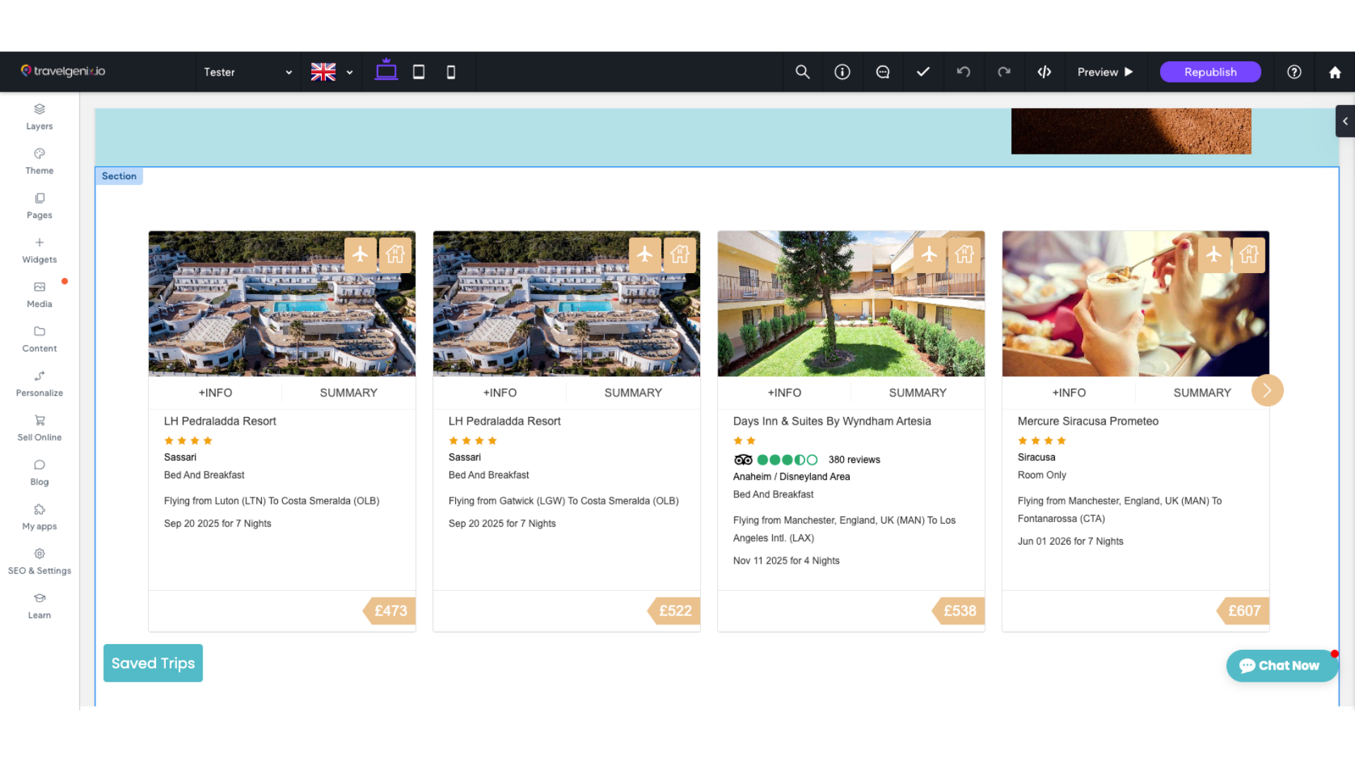 Your new widget should now appear in the desired section on your page