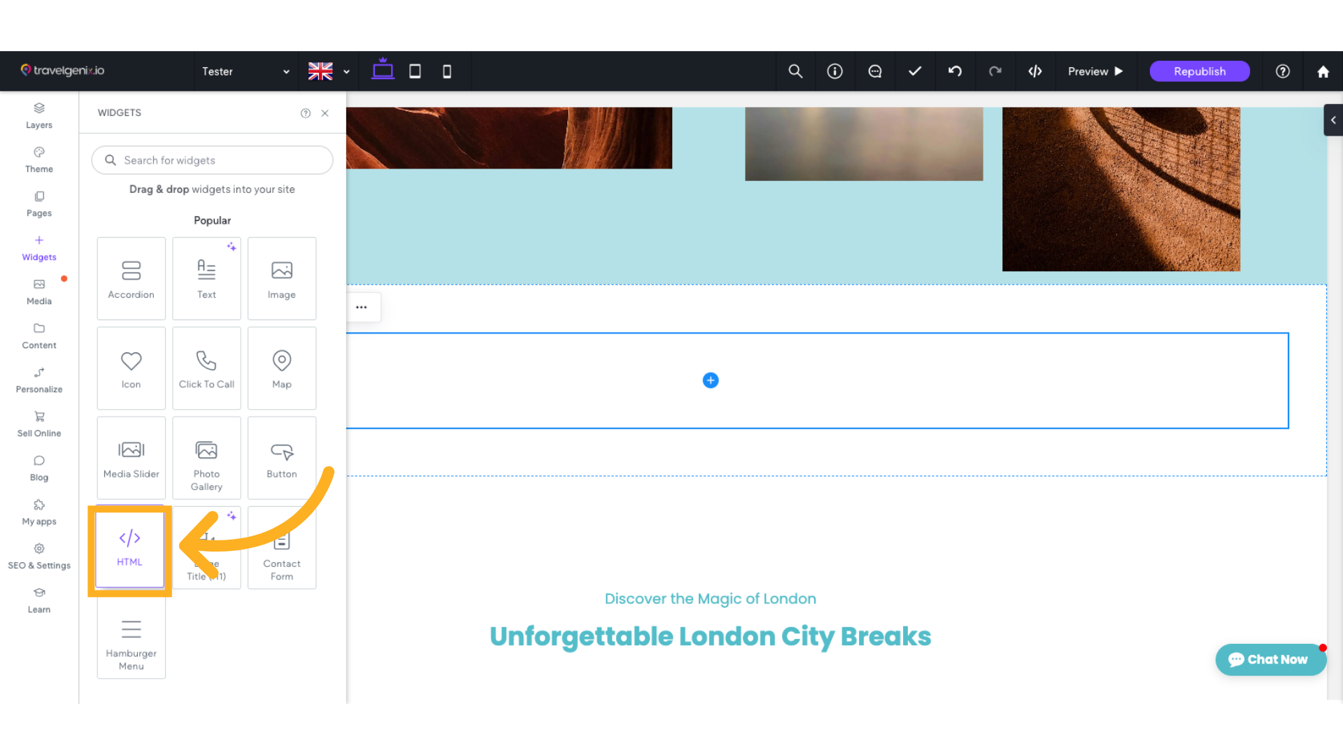 Select the HTML option