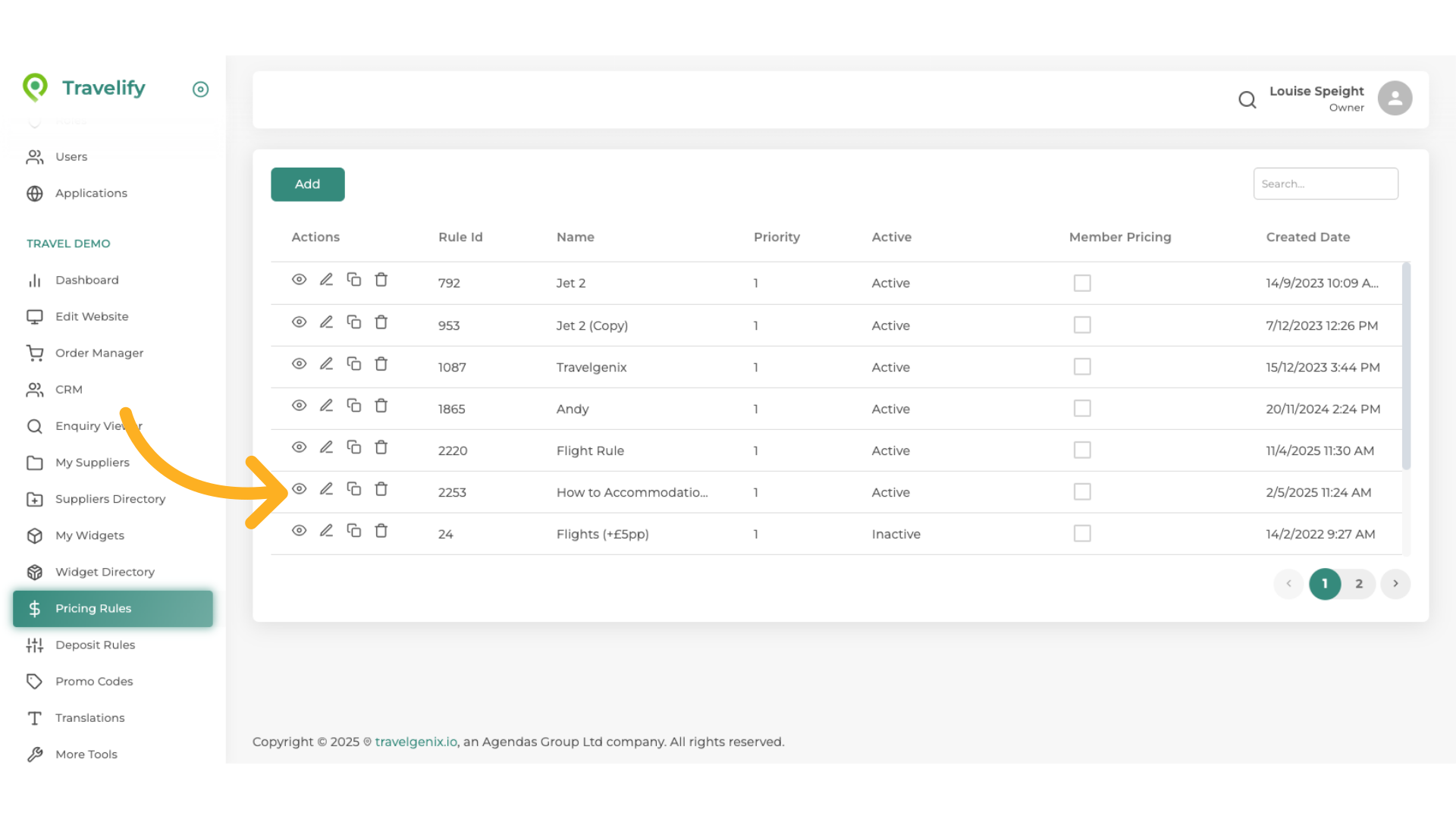 This will now appear in your list of Pricing Rules