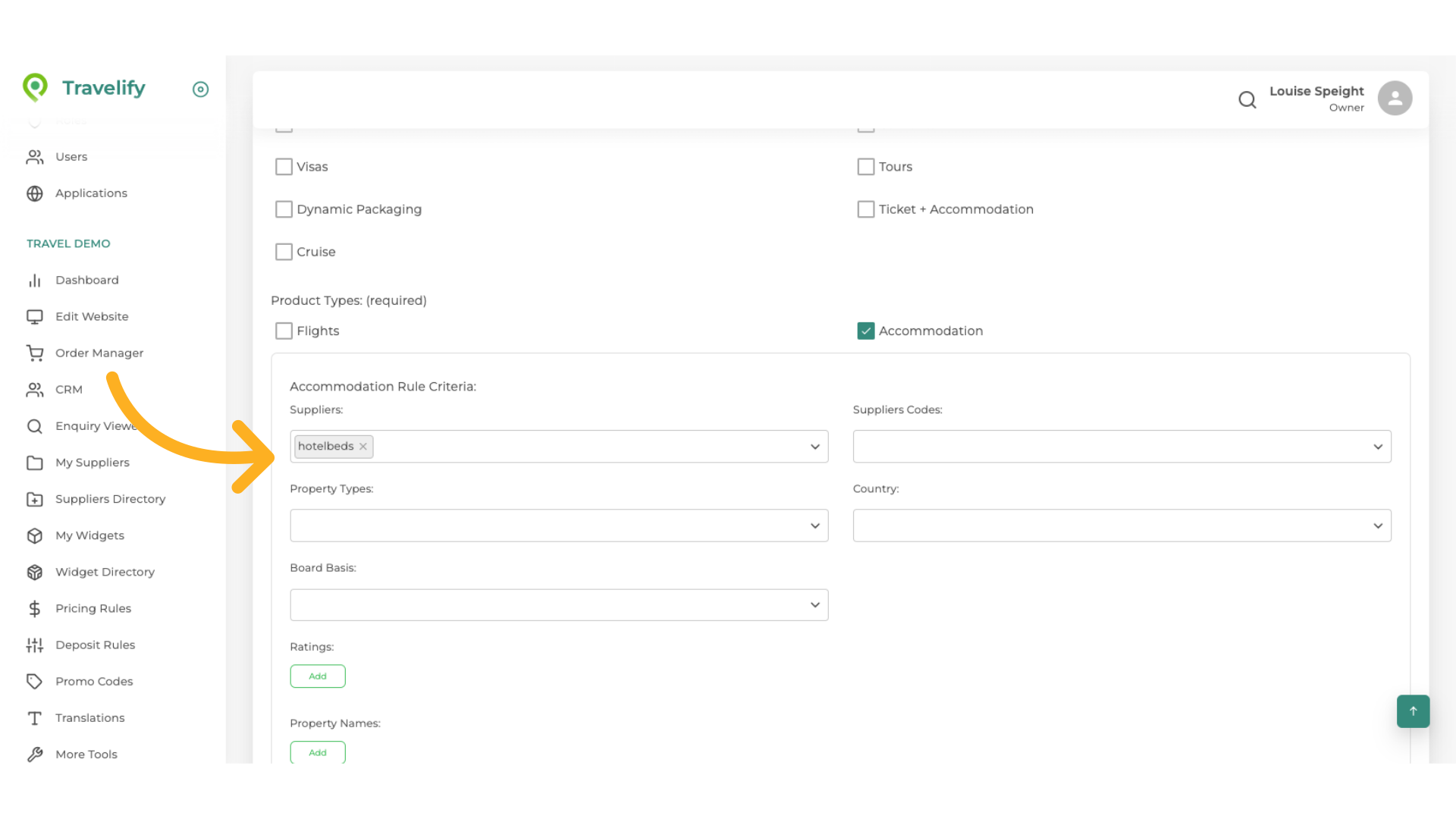 Make your selection, you can include as many of your Suppliers as you wish