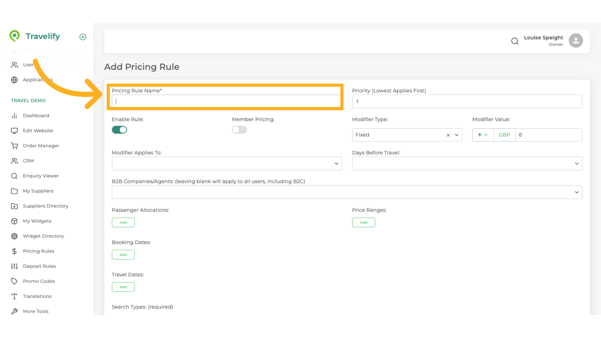 Click here to give the Rule a recognisable name