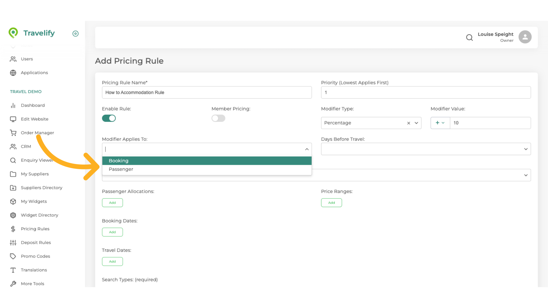 Make you selection from the dropdown