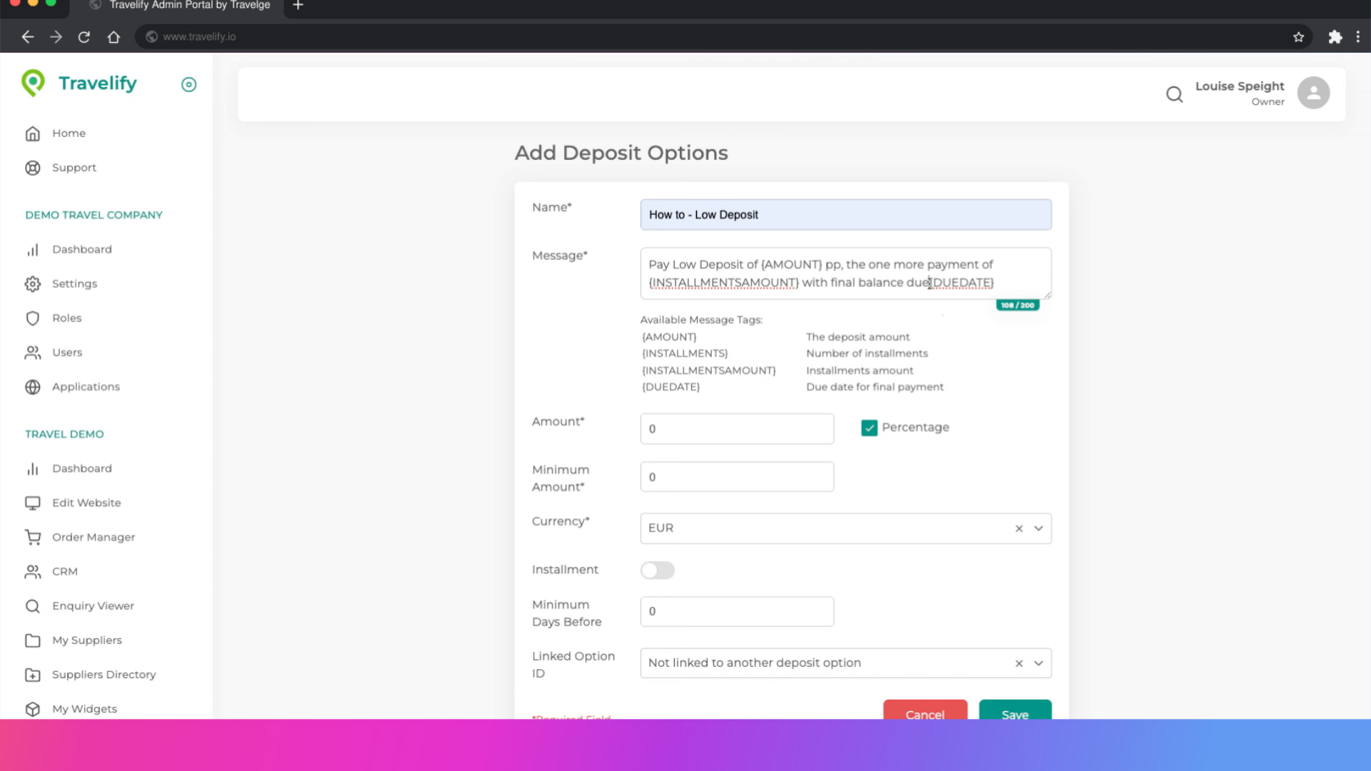  {DUEDATE} should now appear, ensure there is a space before the curly bracket