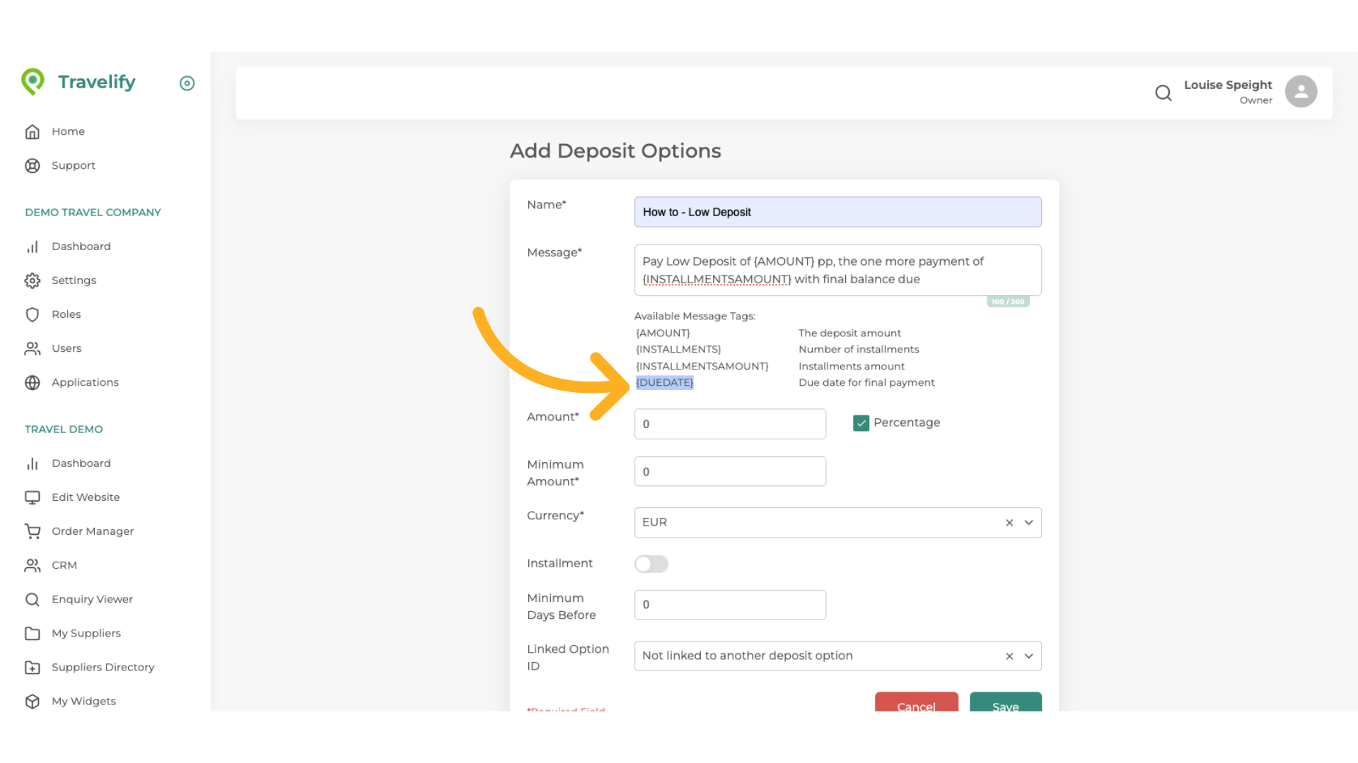 Highlight '{DUEDATE}'