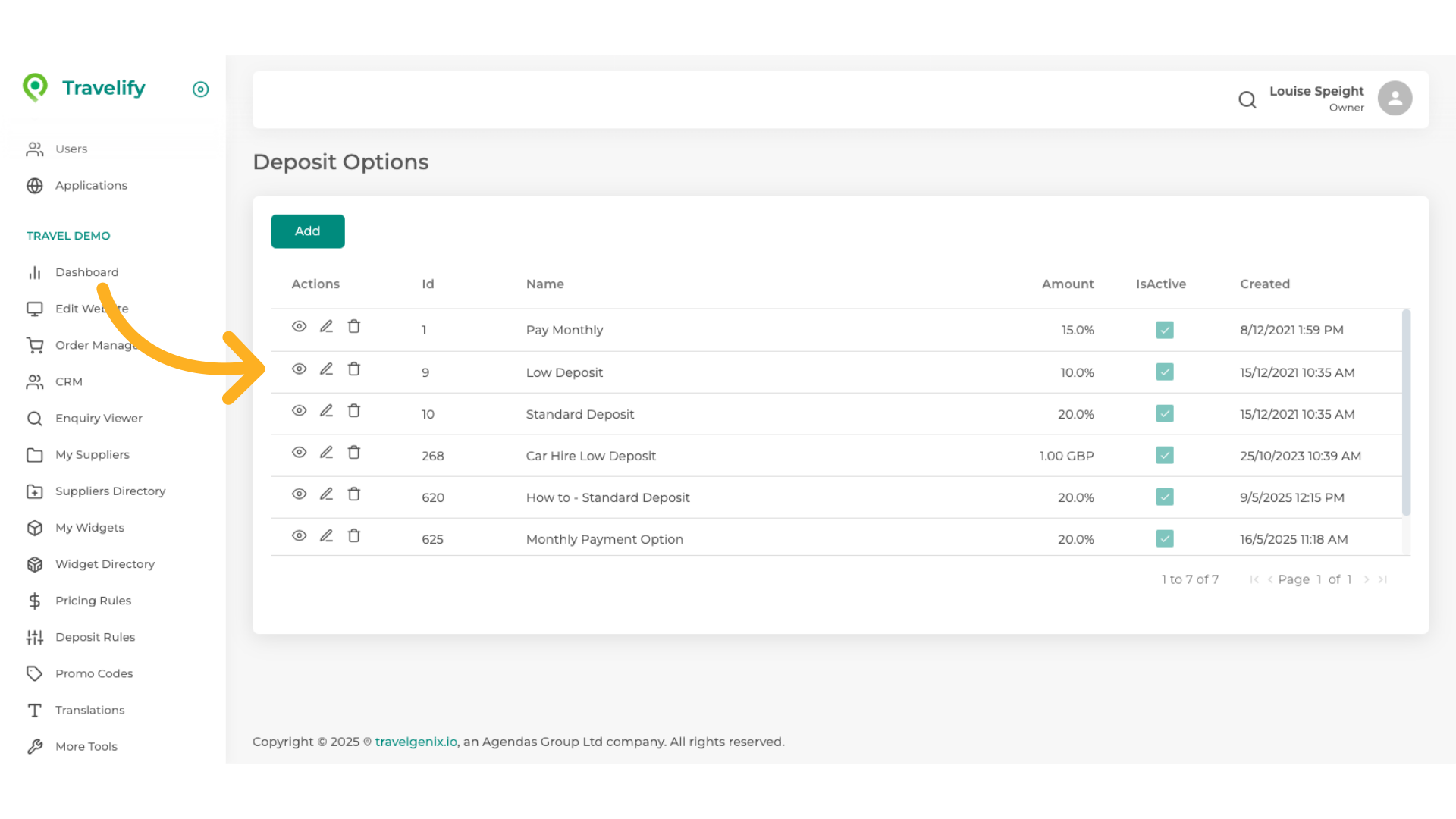 This will now appear in your list of Deposit Options