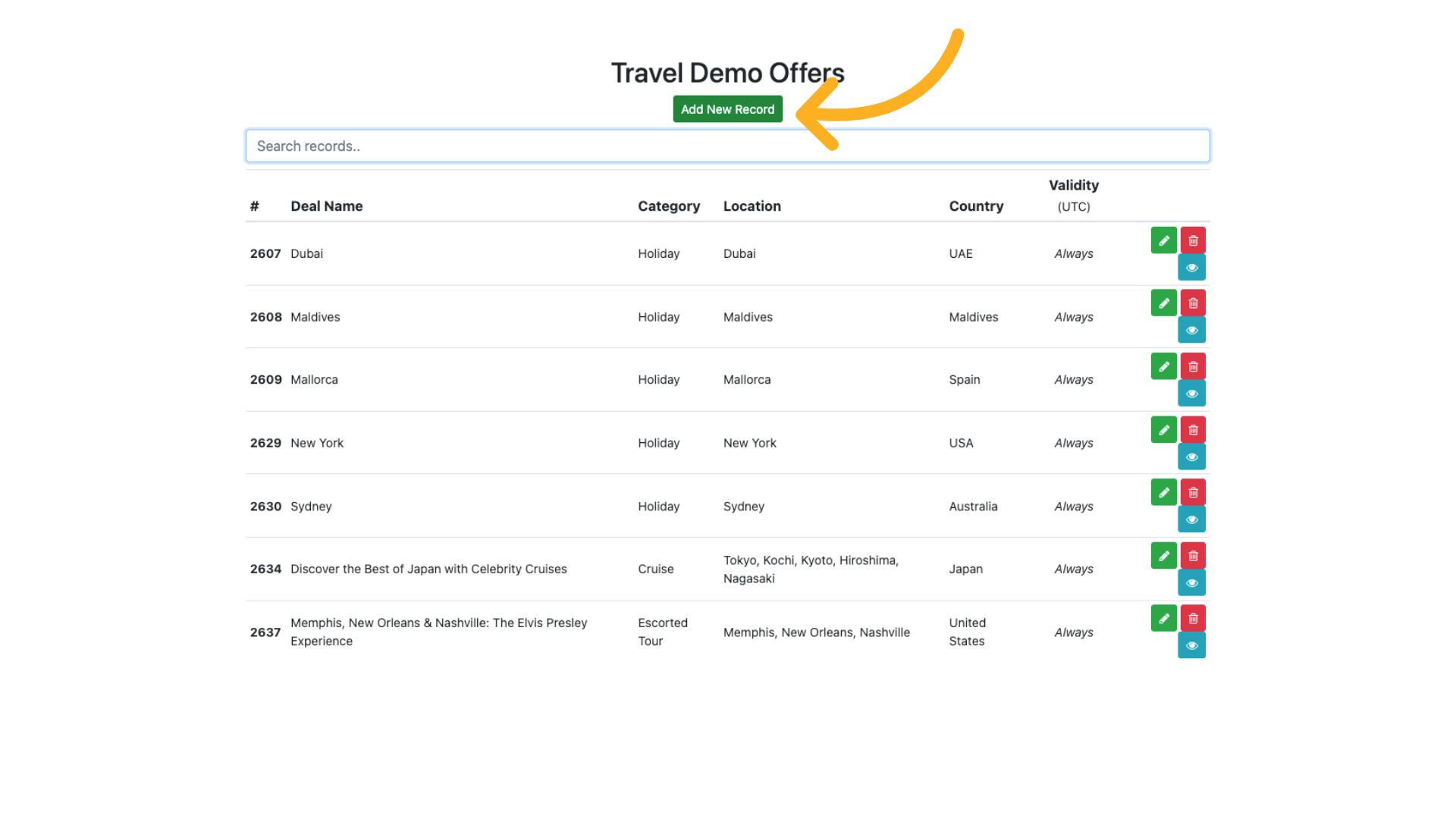 Click 'Add New Record'