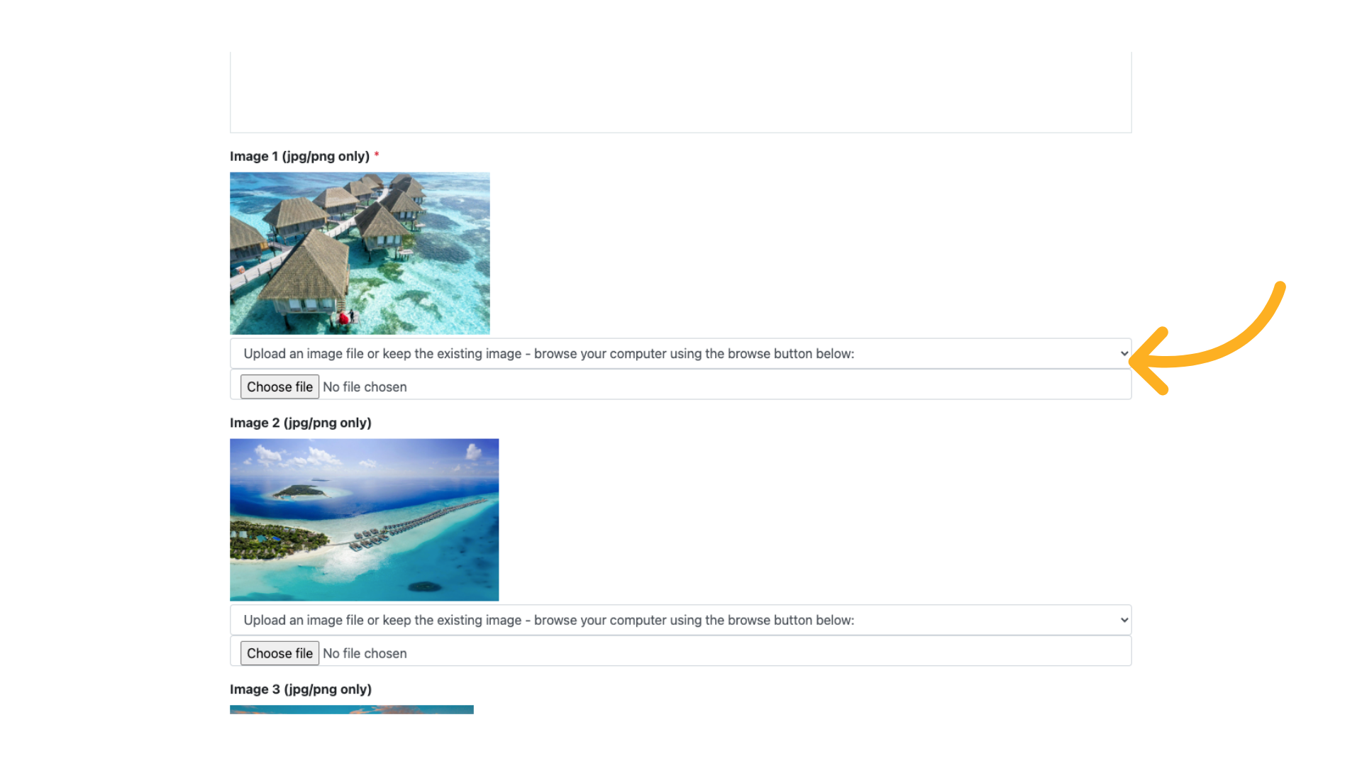 You are able to add three images of your choice