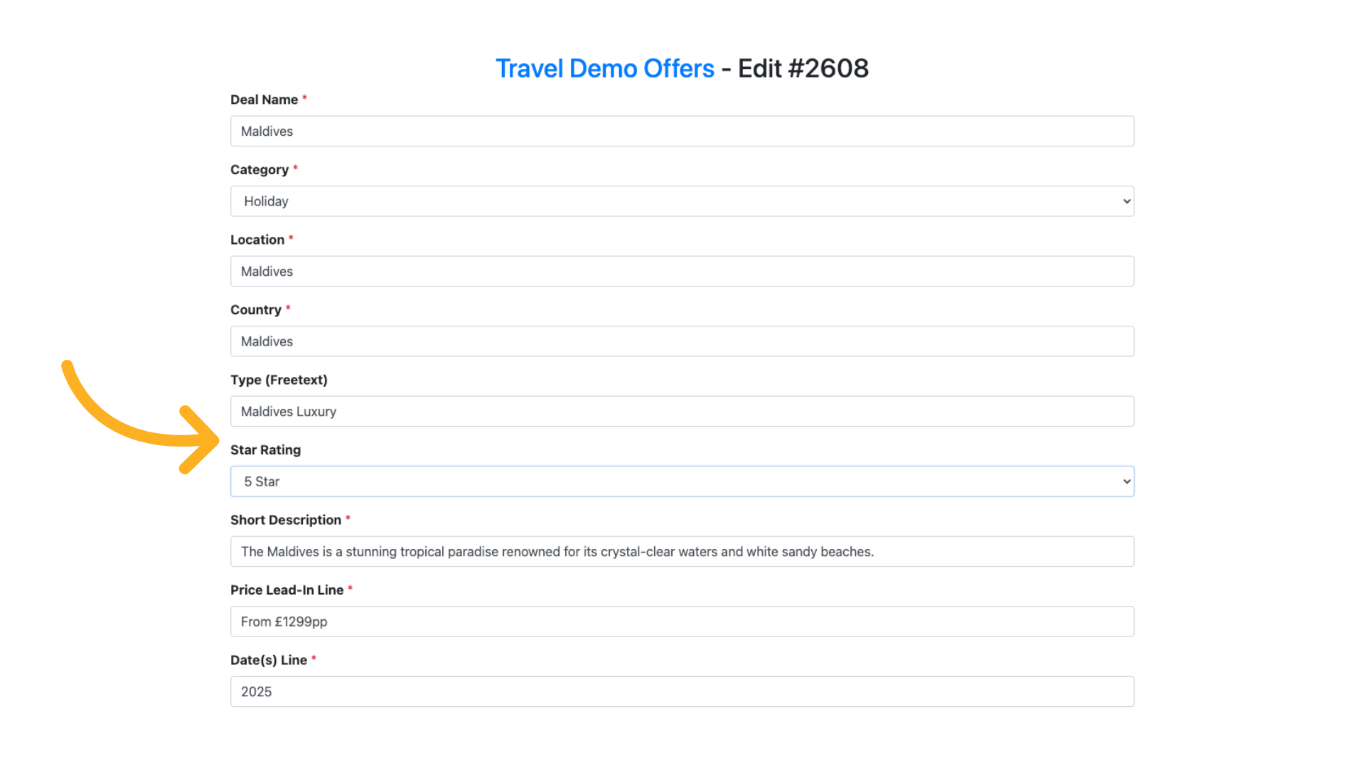 Continue filling in all the mandatory fields and select from the dropdown on the optional fields 