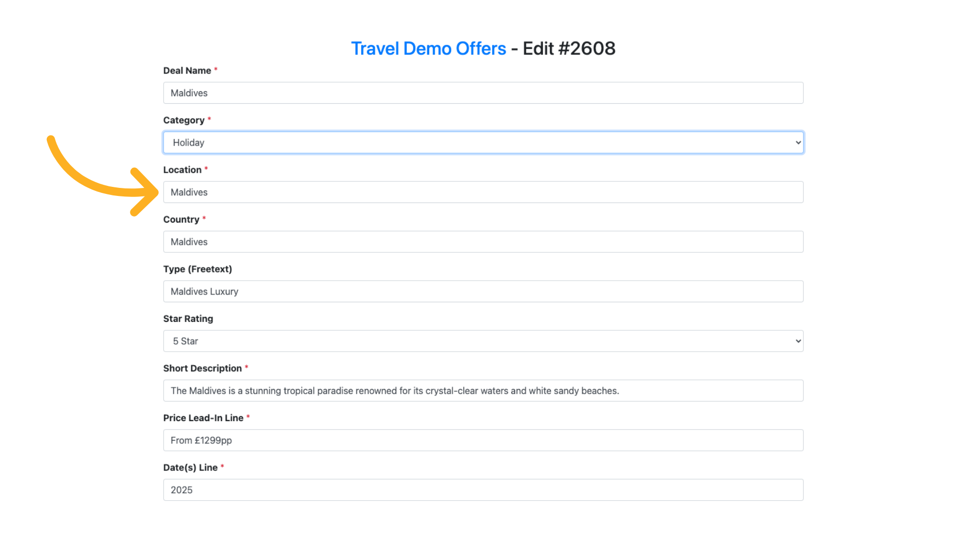 Choose your location and type it in here