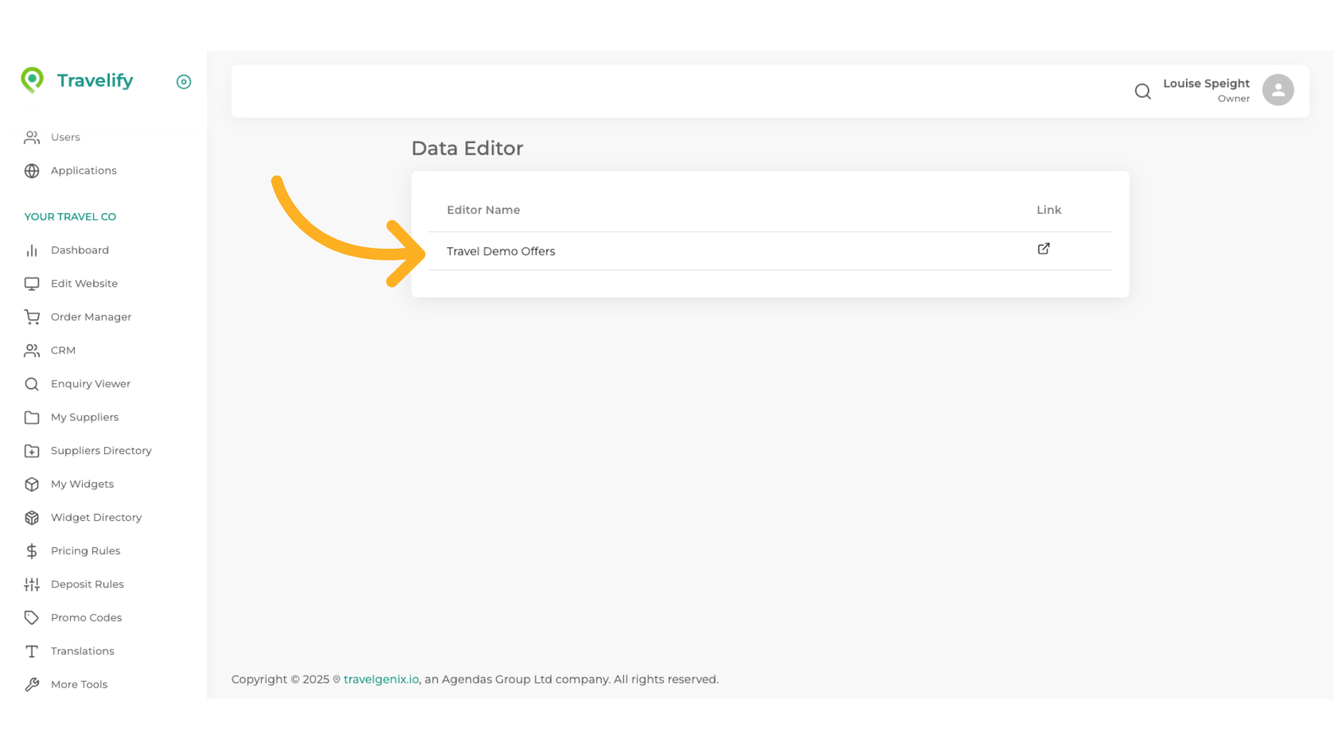 Your website will appear here, if you have multiple sites they will all be listed