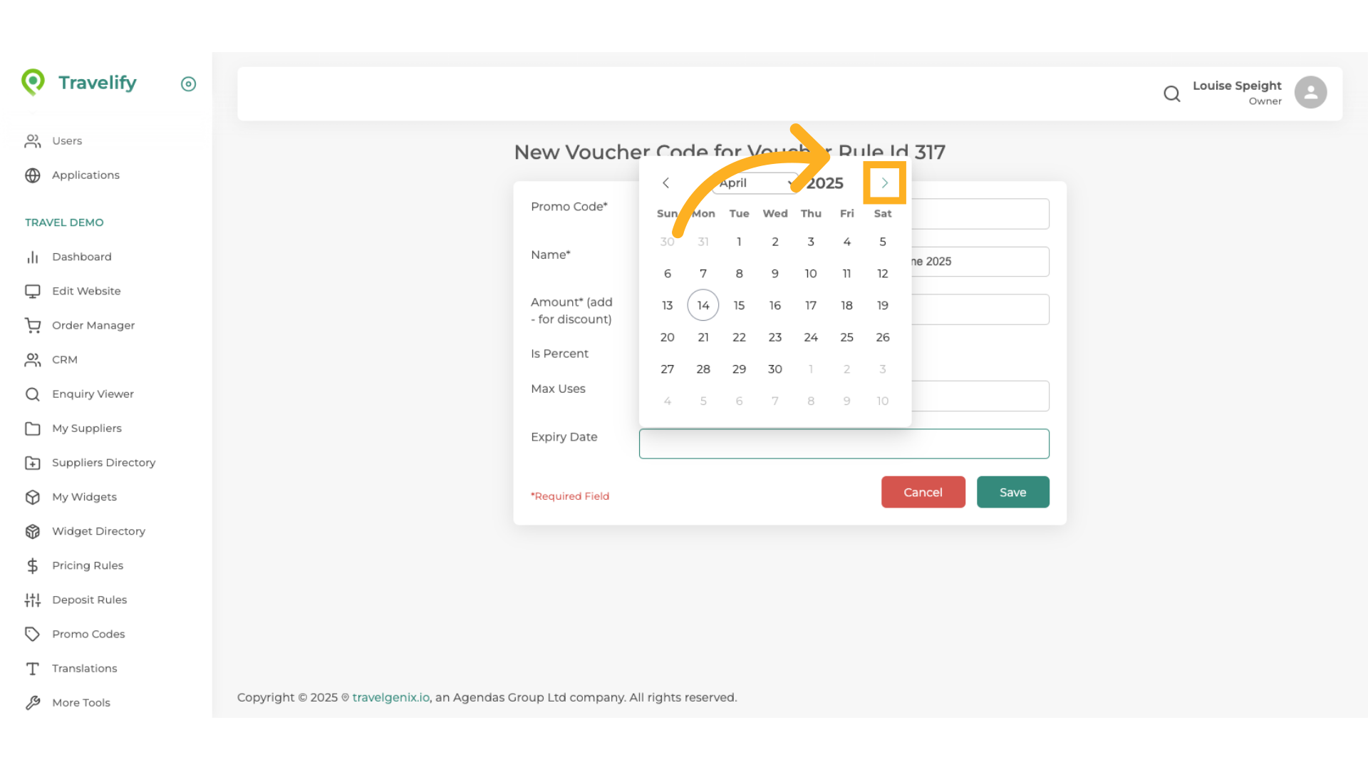 Click here to select date from calendar
