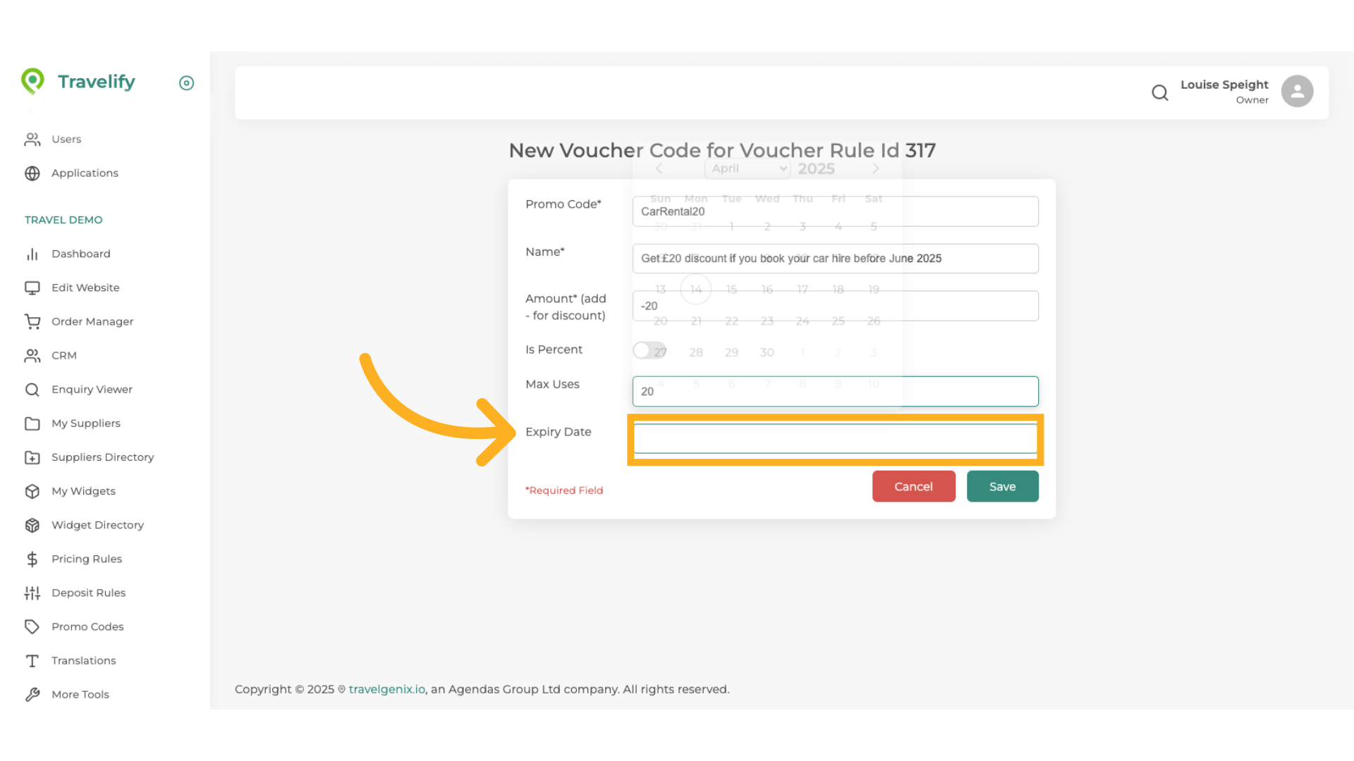Click here to select Expiry date of Voucher Code