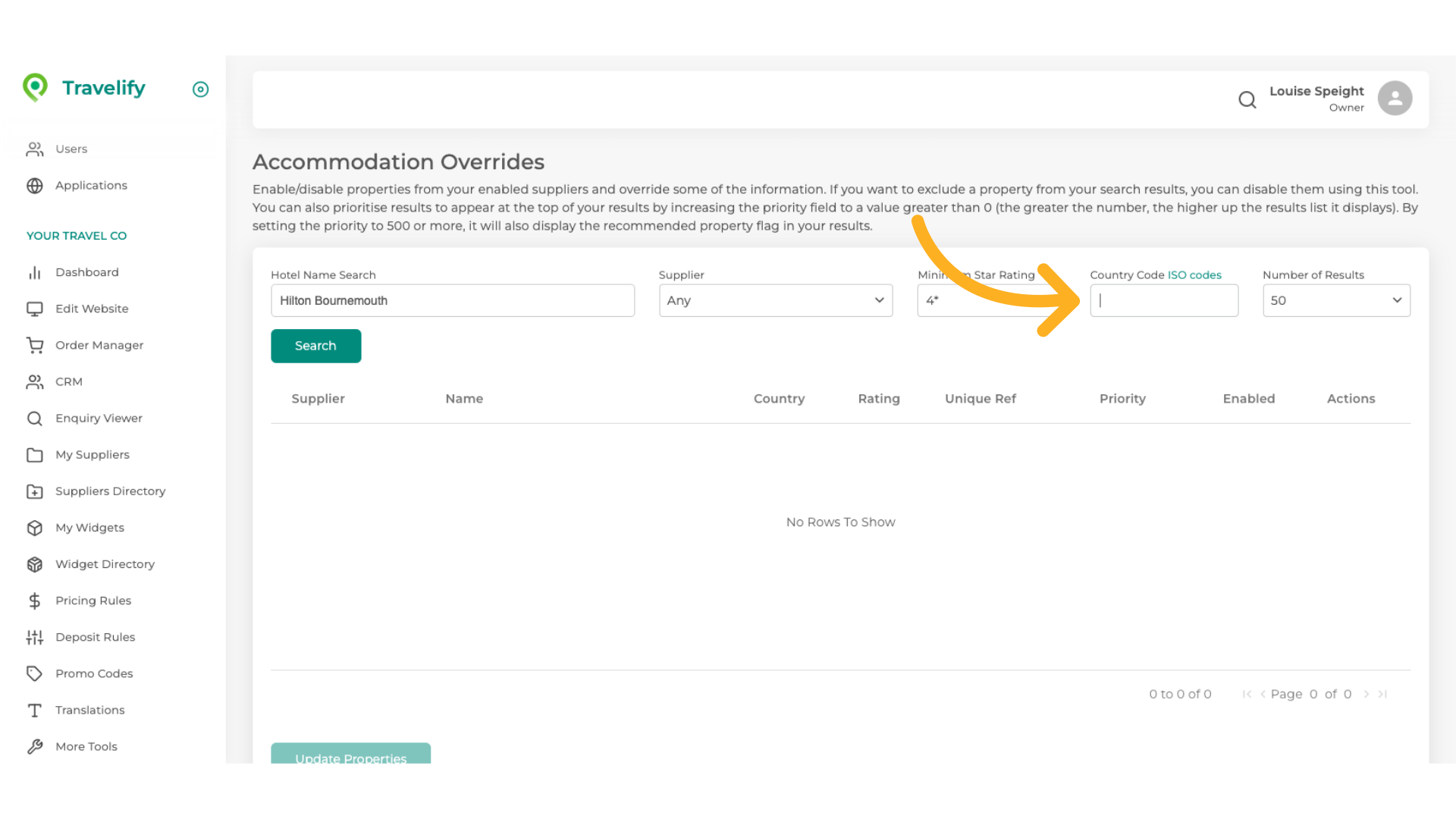 Enter the Country code