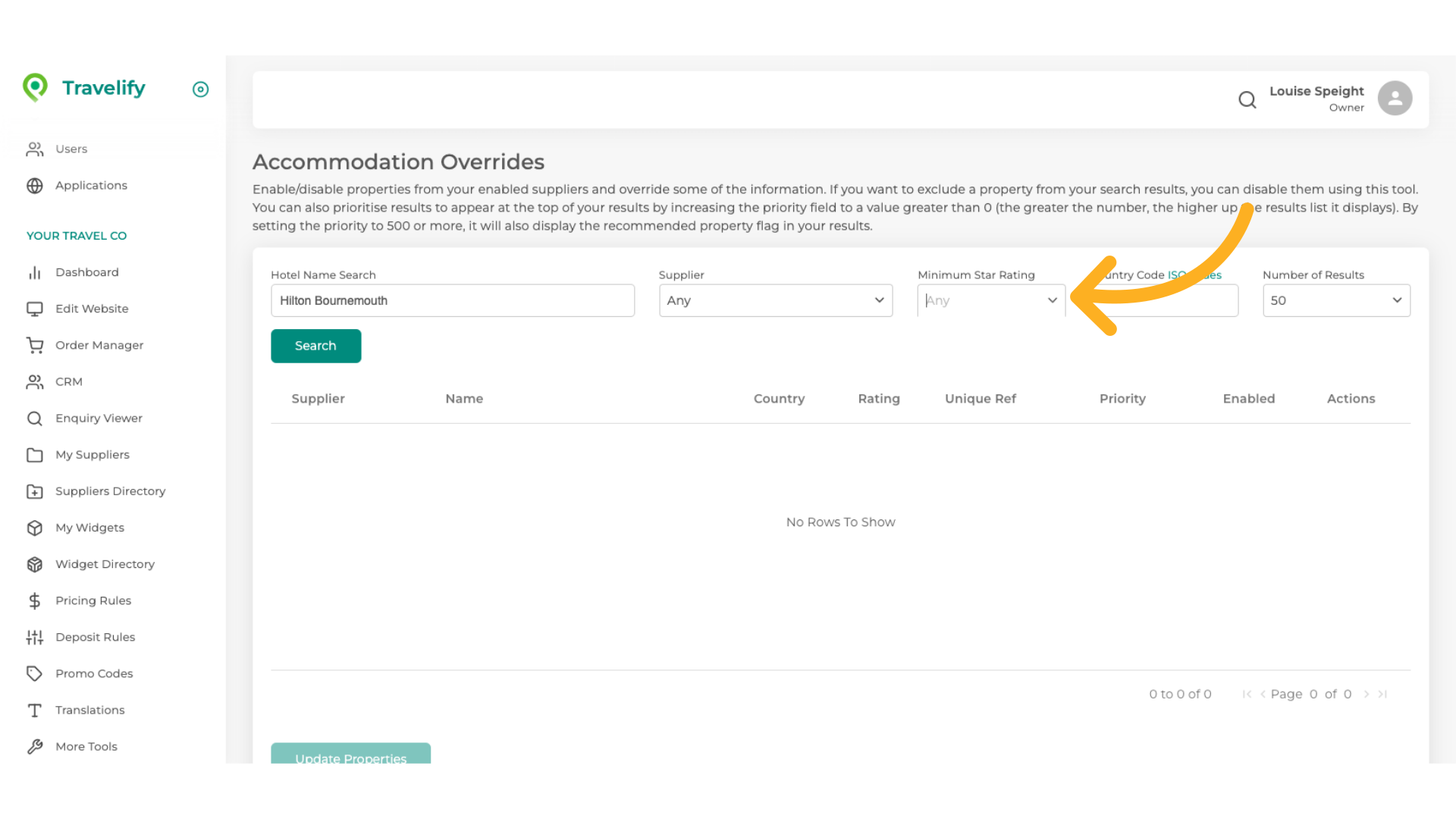 You can select the star rating here to narrow your search