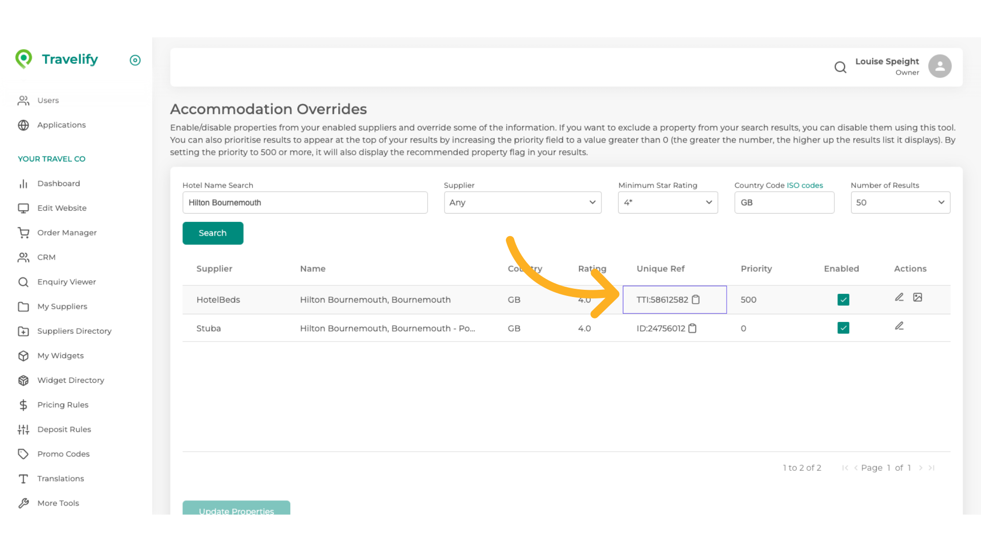 This is the Unique Ref for each hotel with each supplier