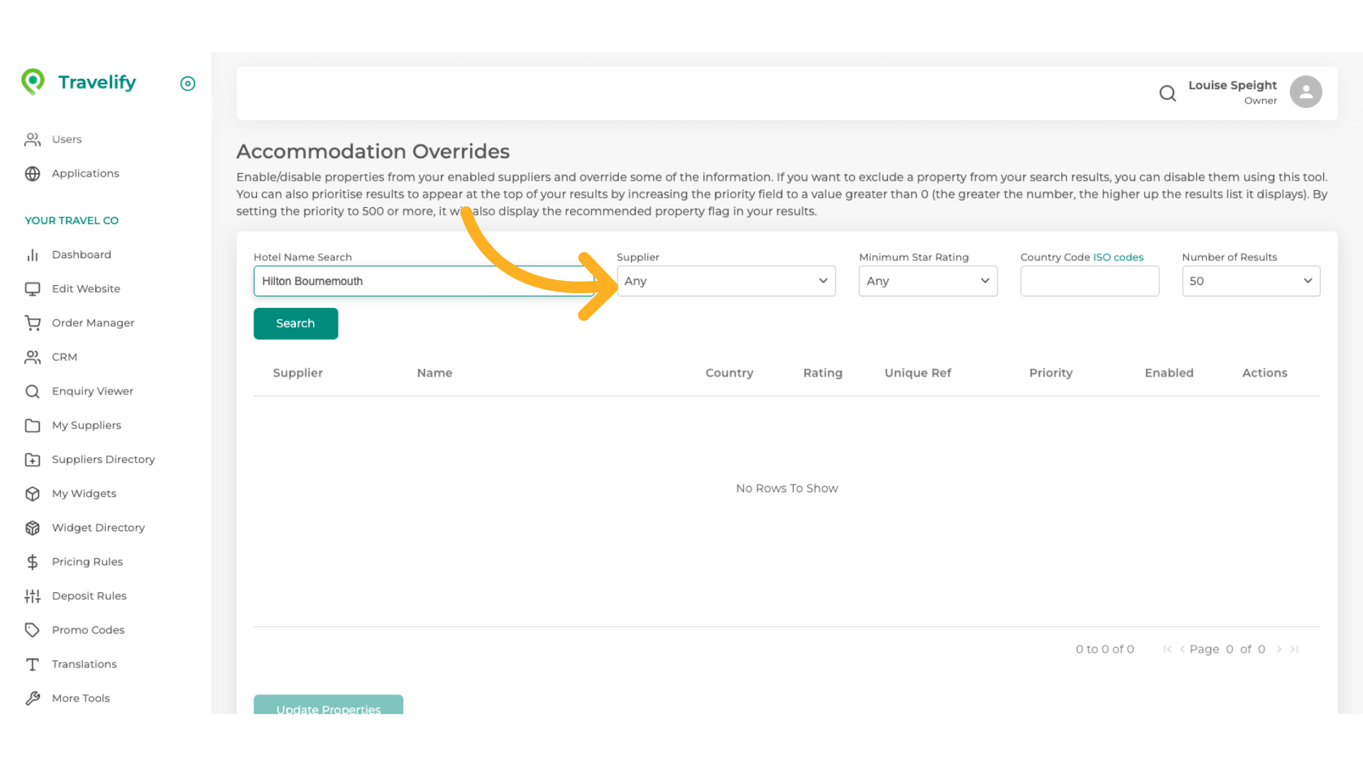 You can choose your supplier here, but if you leave as Any it will give results for all your suppliers