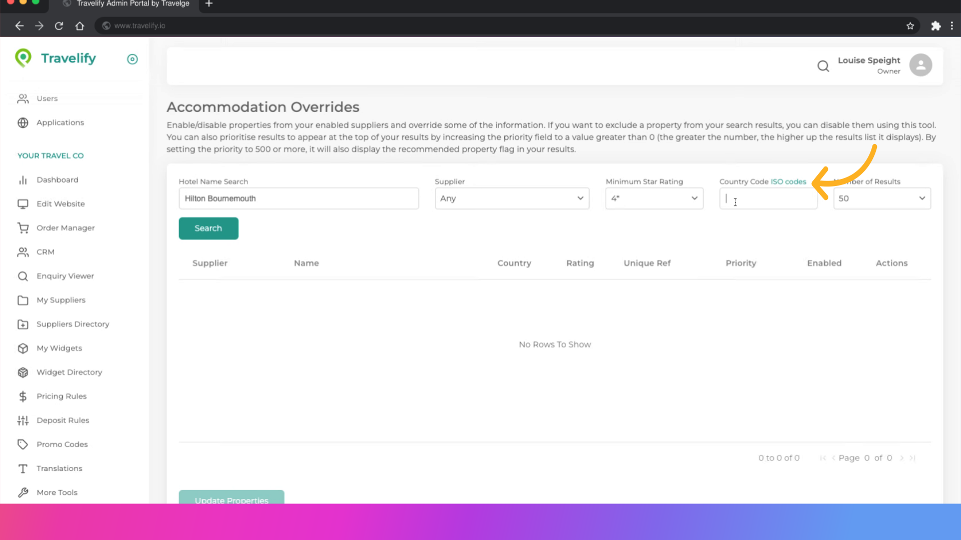 Fill in two letter code