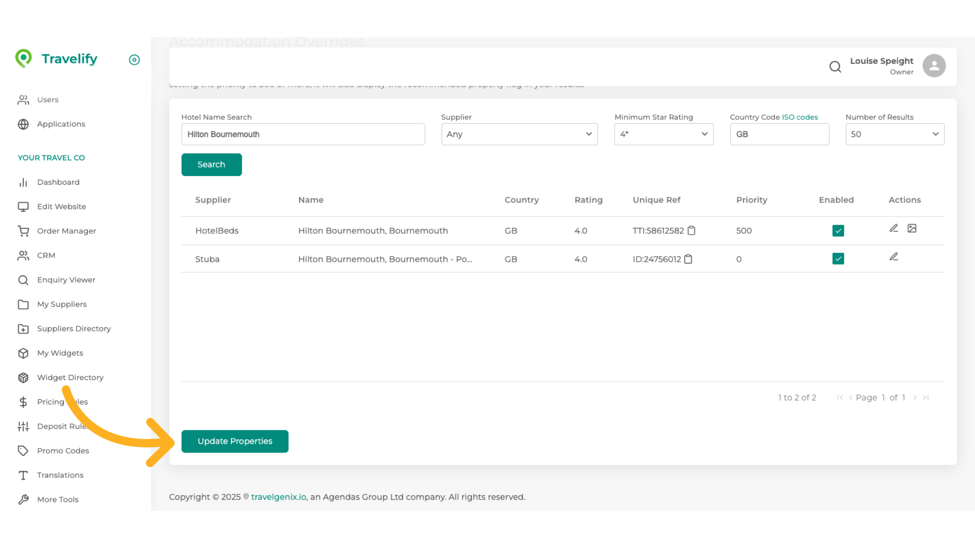 Click 'Update Properties'